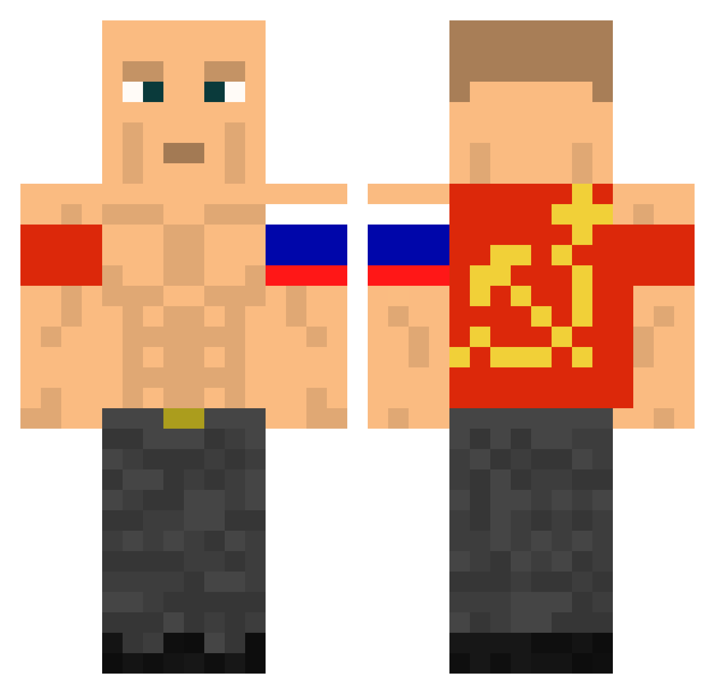 Noobhunterjg Minecraft skin, front and back view