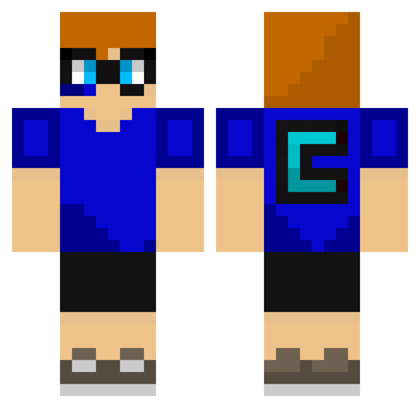 Cyberloid131 Minecraft skin, front and back view