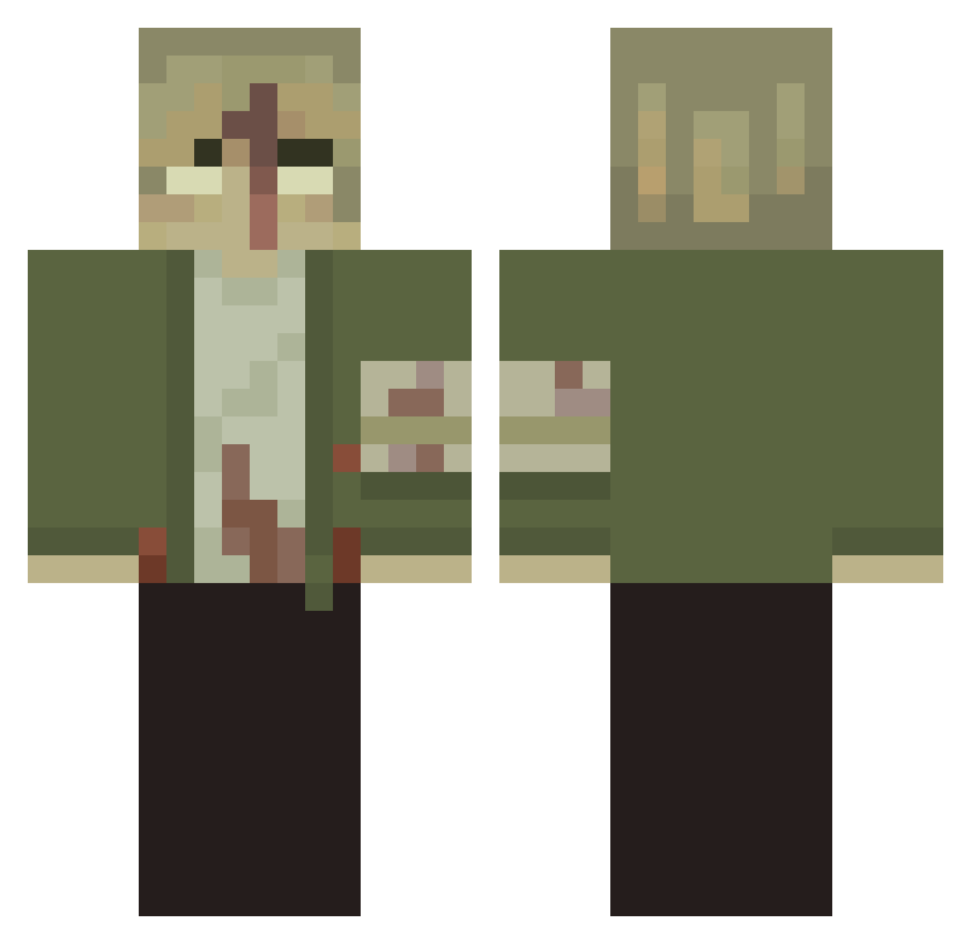 VampireClown Minecraft skin, front and back view