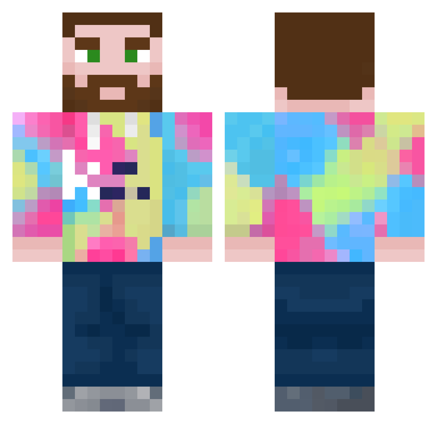 Krokryggen Minecraft skin, front and back view