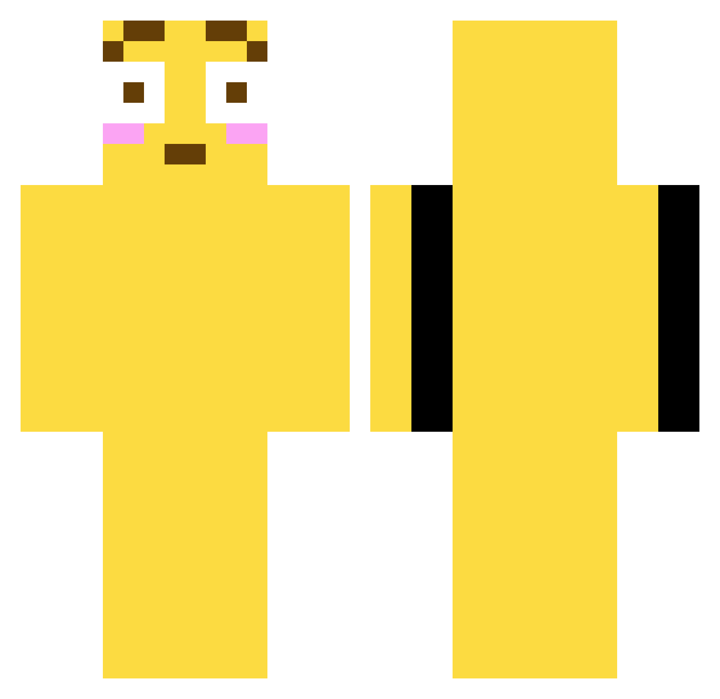PoweredByMemes Minecraft skin, front and back view