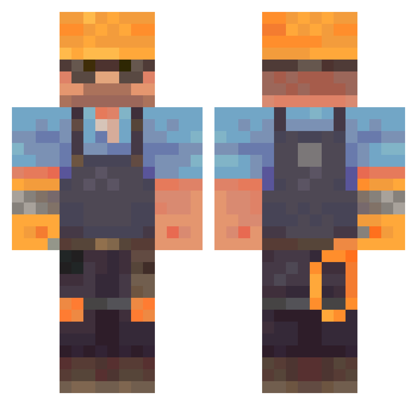 clownriot Minecraft skin, front and back view