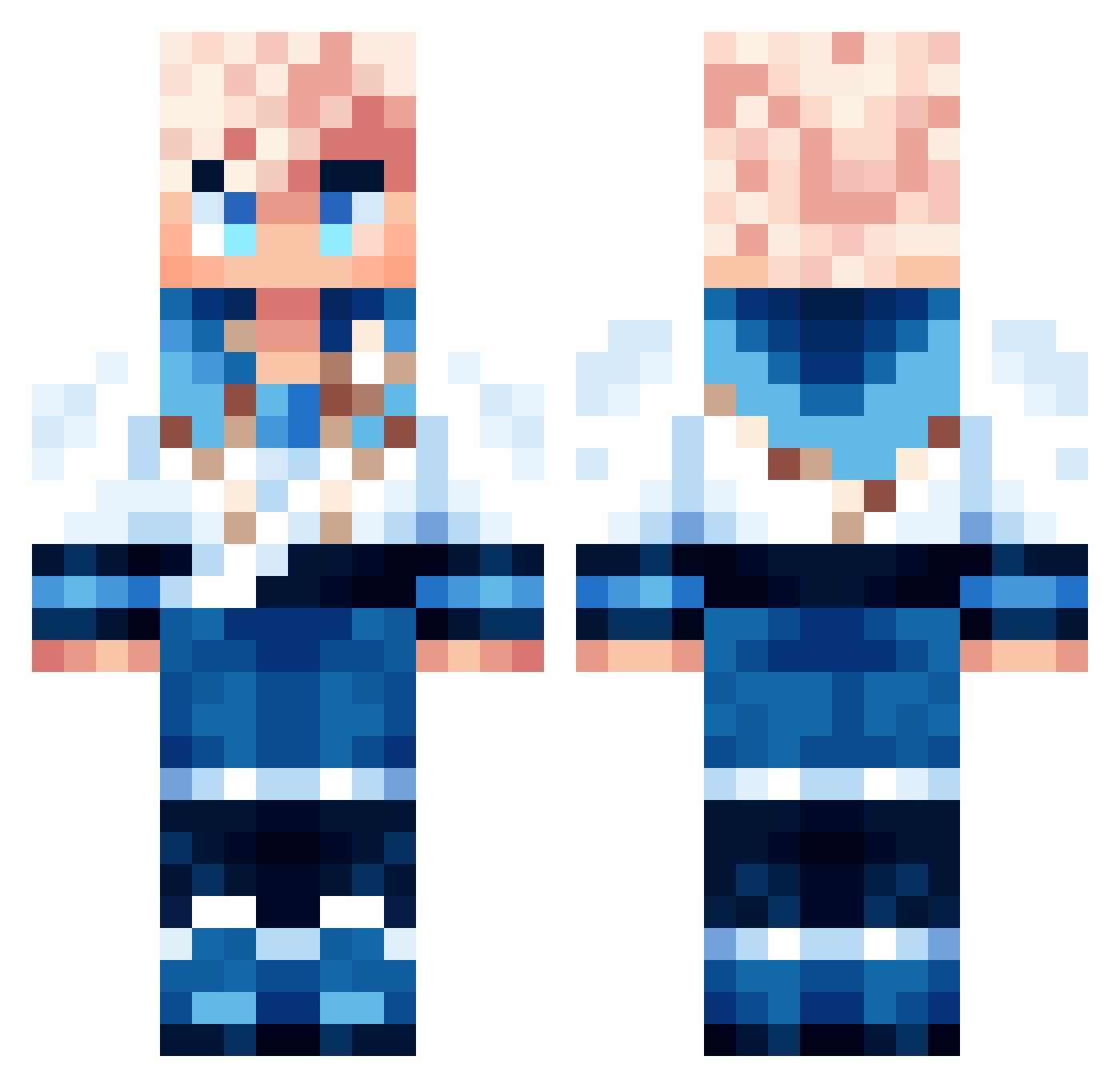 CrystalStars350 Minecraft skin, front and back view