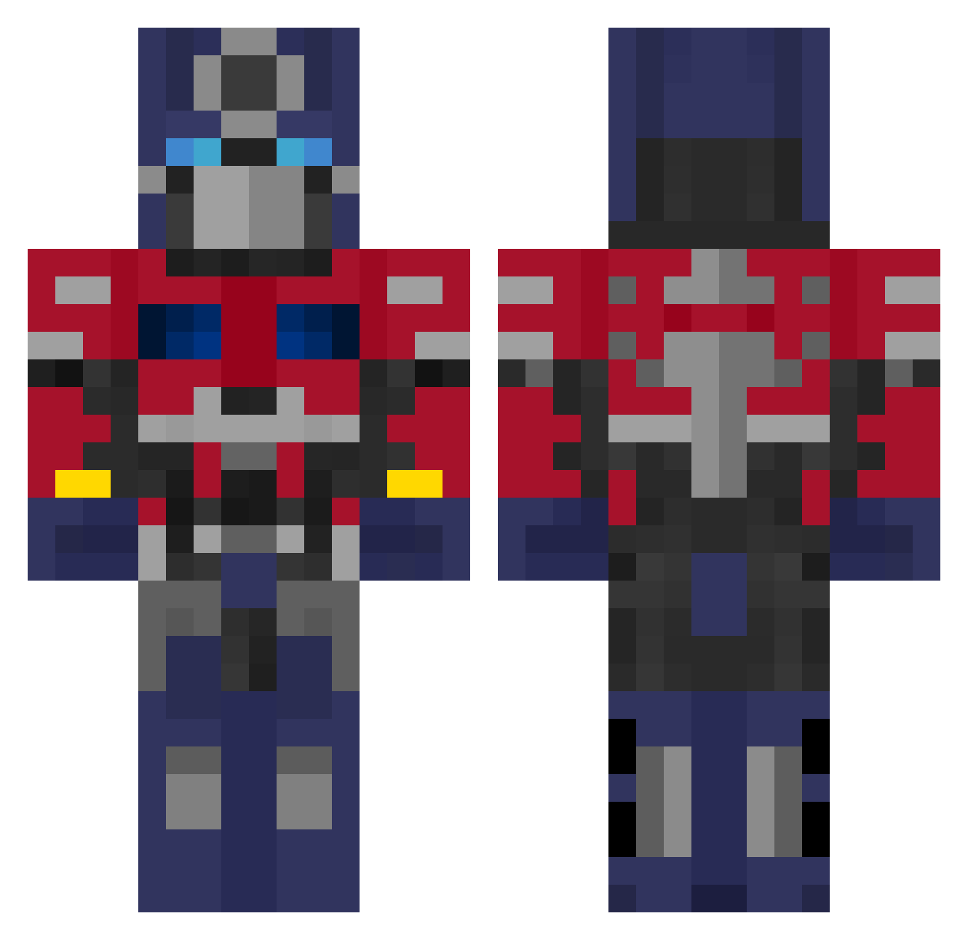 AlexxFT Minecraft skin, front and back view