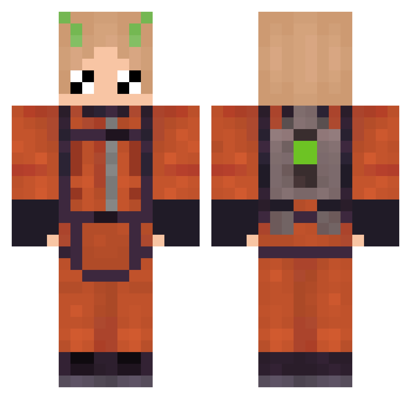 KitMp4 Minecraft skin, front and back view