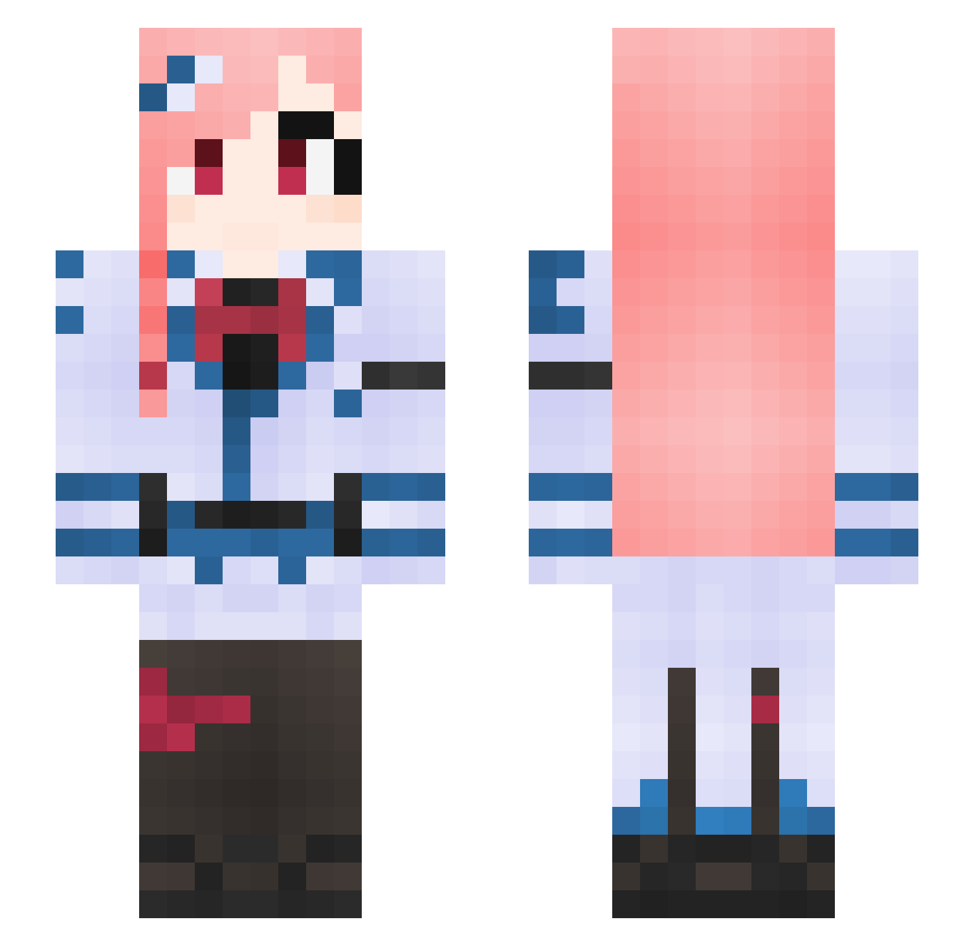 Tsuki64 Minecraft skin, front and back view