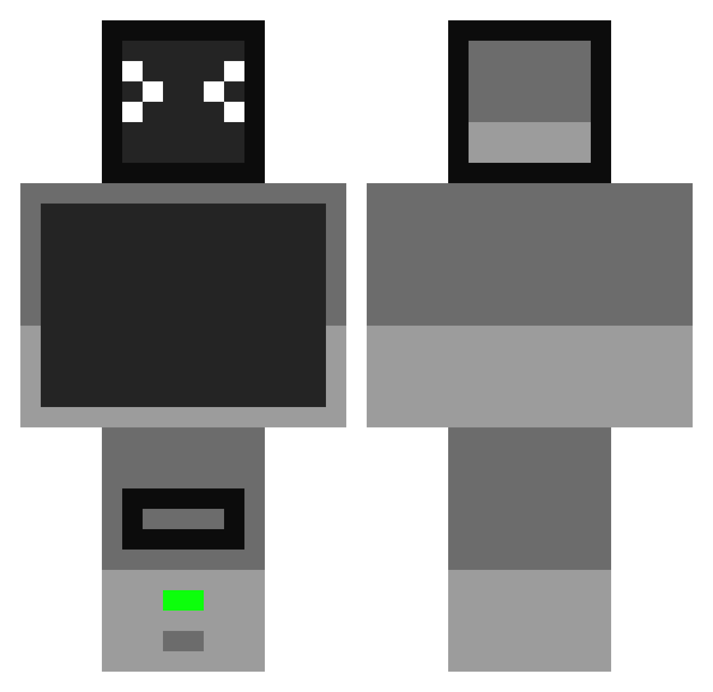 Crackings Minecraft skin, front and back view