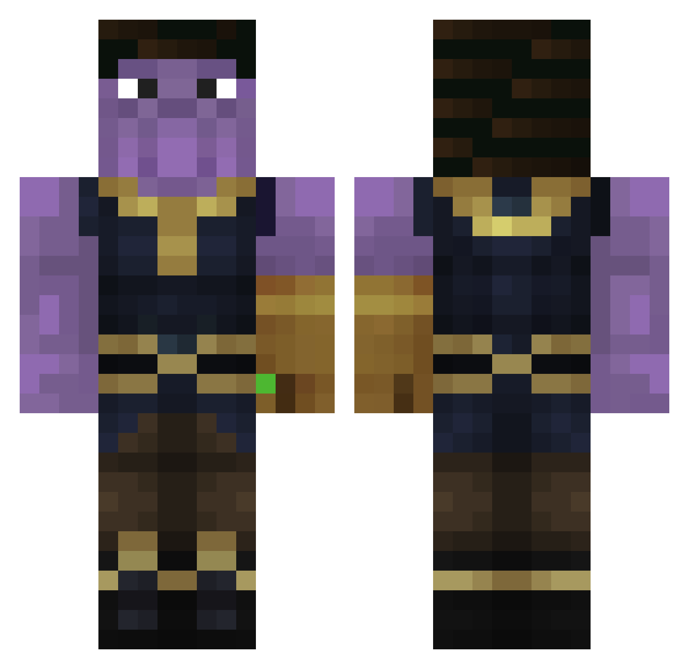 PoppinPigeon Minecraft skin, front and back view