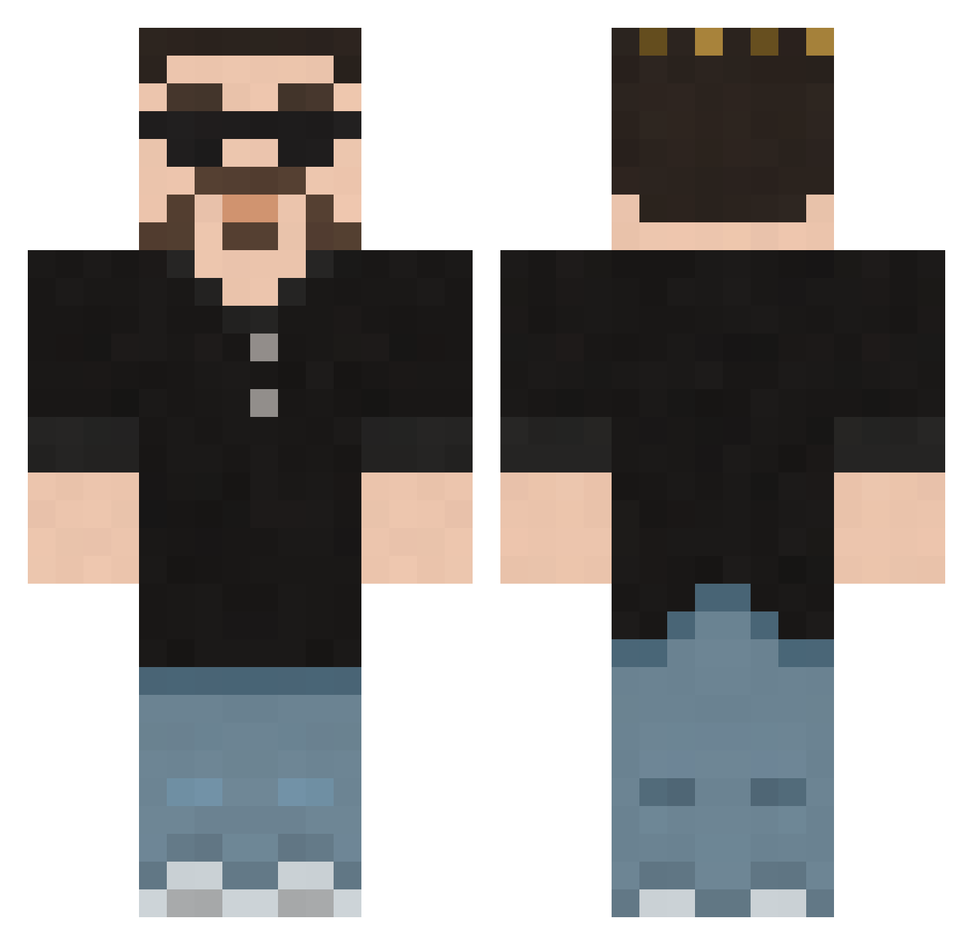 Poundcake Minecraft skin, front and back view