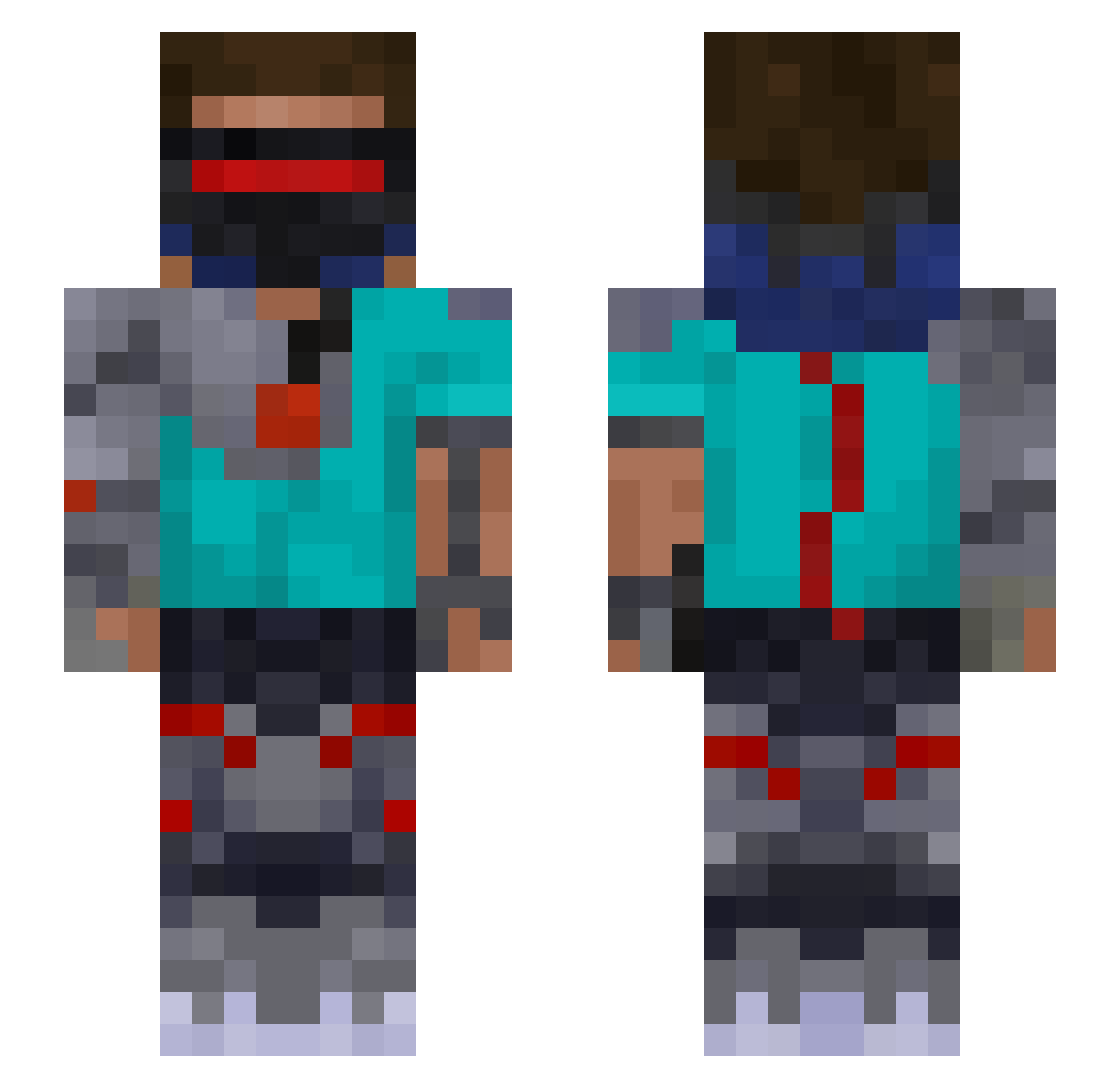 Mowafy Minecraft skin, front and back view