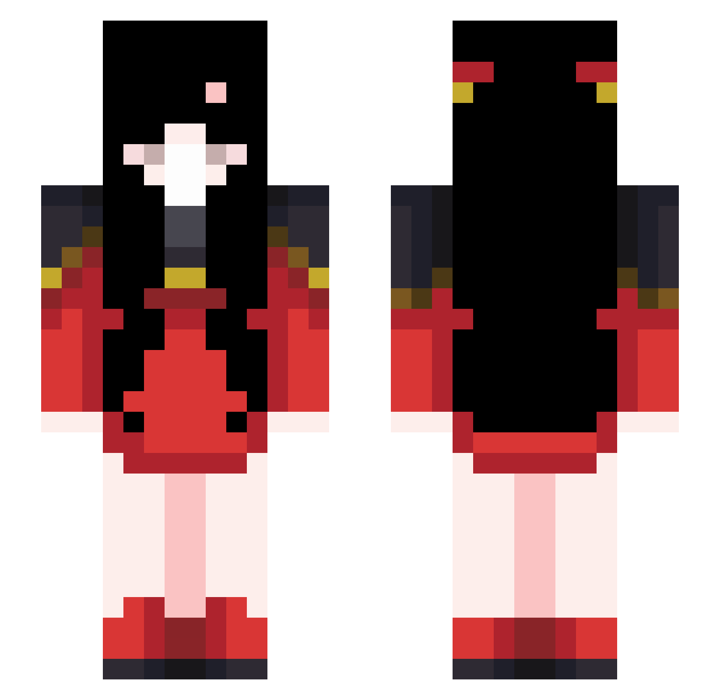 mimokyu Minecraft skin, front and back view