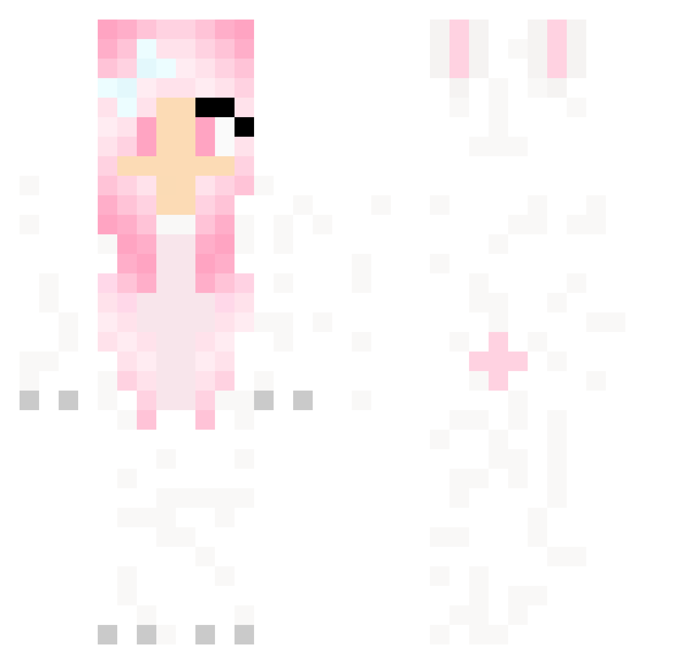 structured Minecraft skin, front and back view