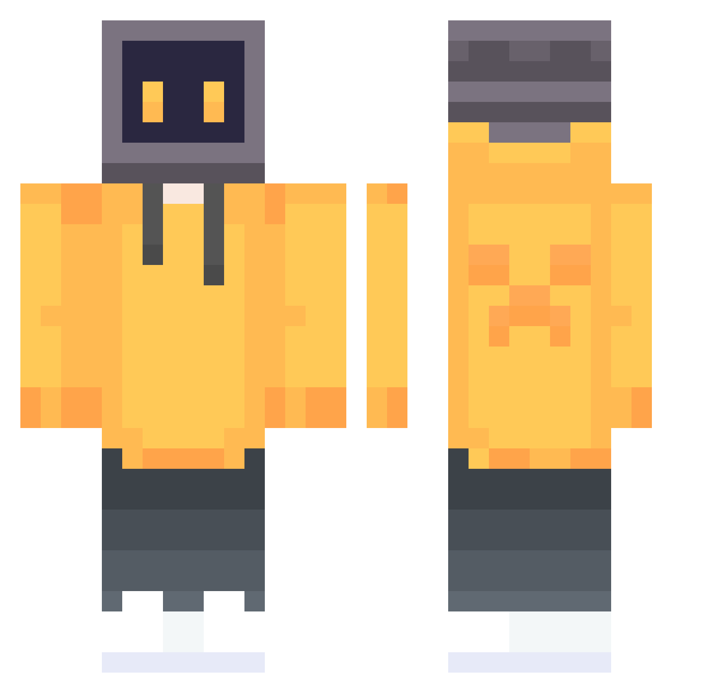 Reborns07 Minecraft skin, front and back view
