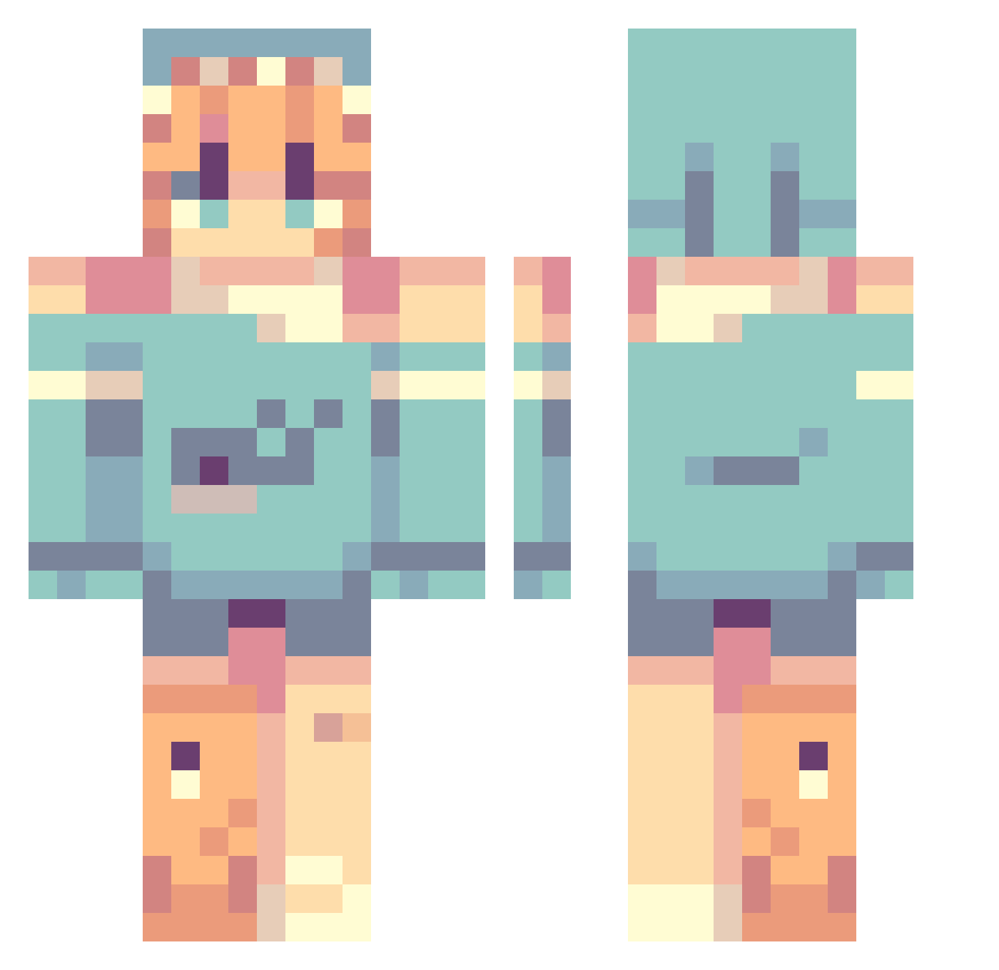 Xeros Minecraft skin, front and back view