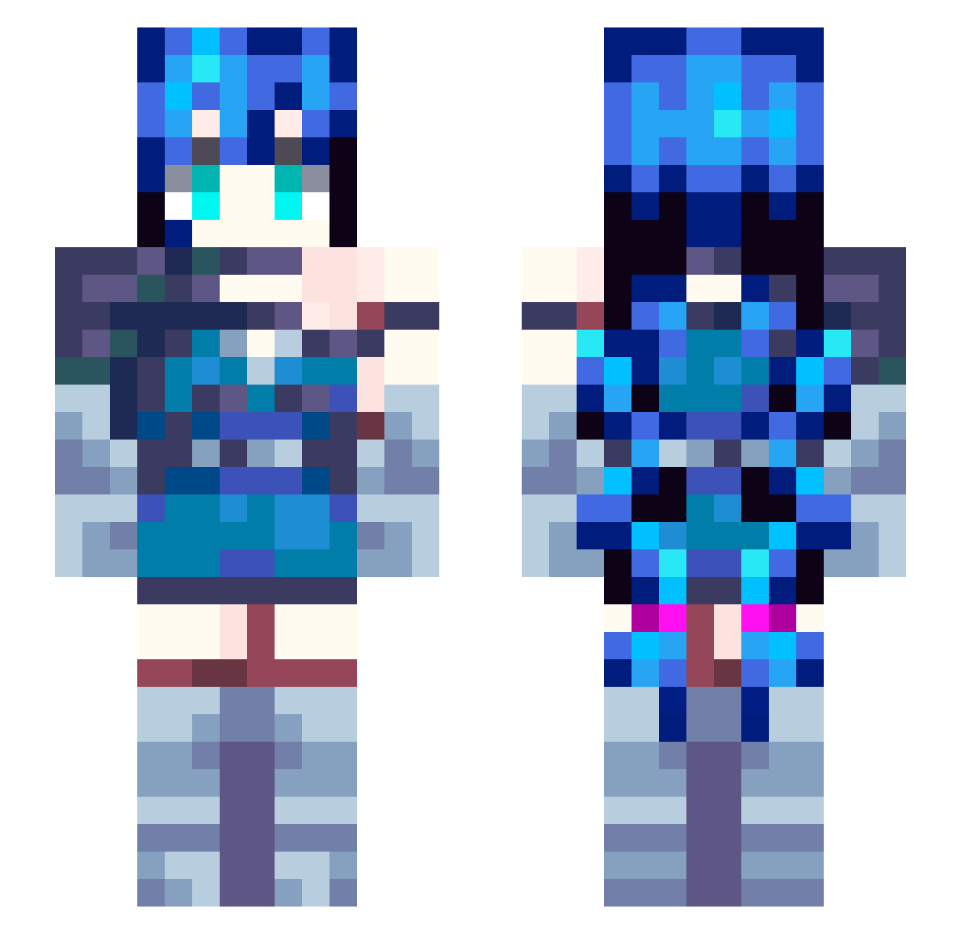 Talia_Skia Minecraft skin, front and back view