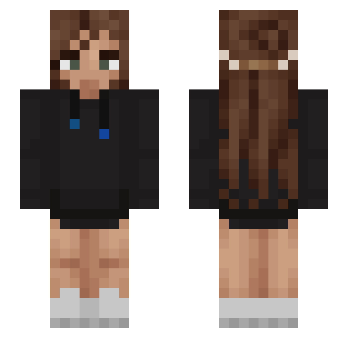 misclaims Minecraft skin, front and back view