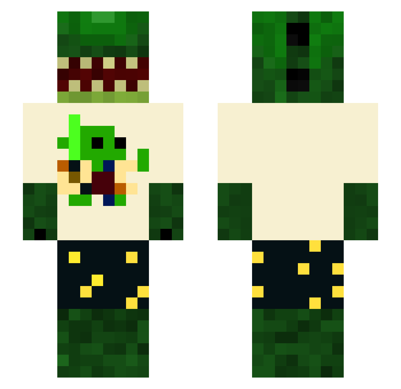 Fr4nz1n3 Minecraft skin, front and back view