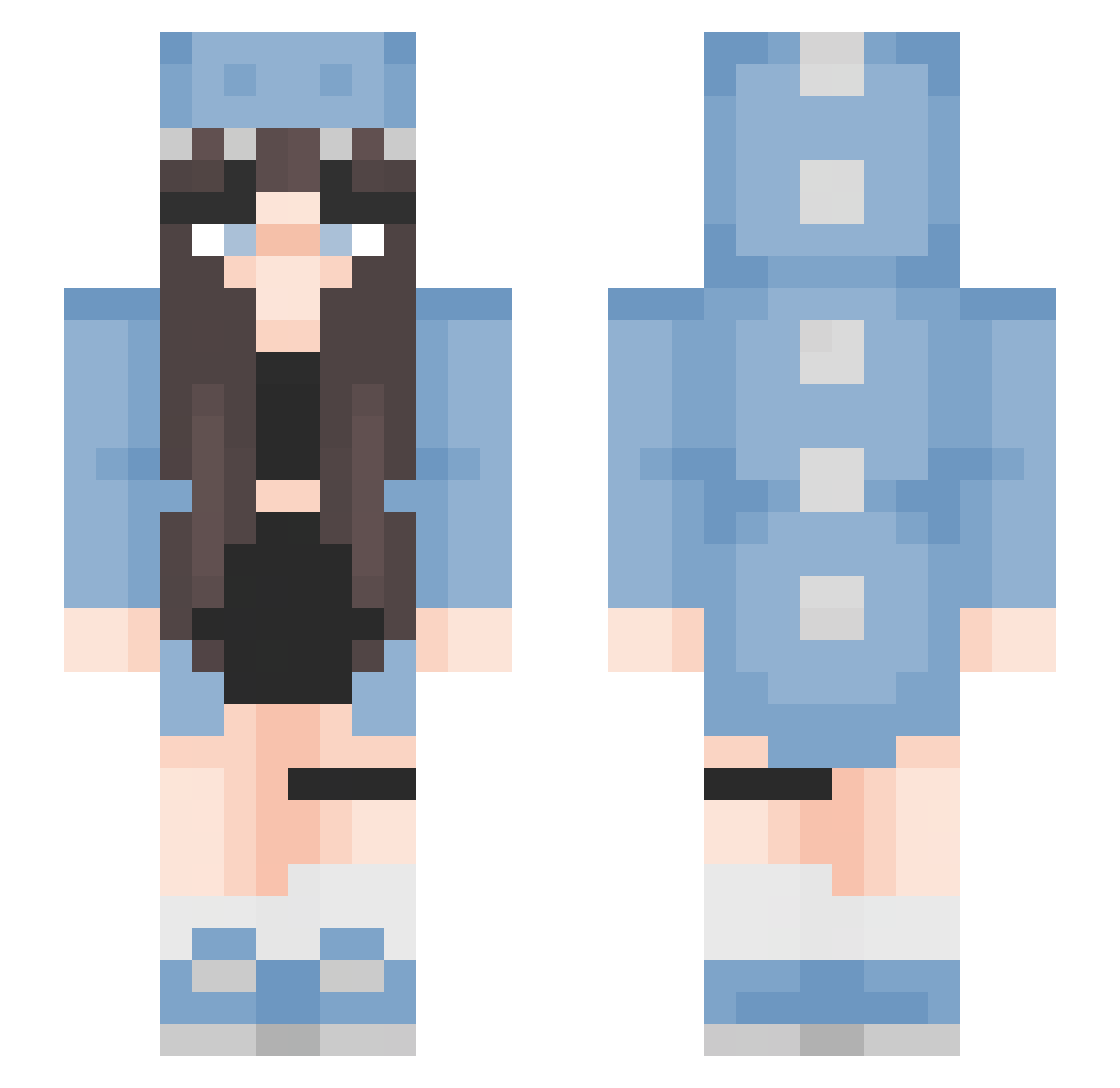 Raeaven Minecraft skin, front and back view