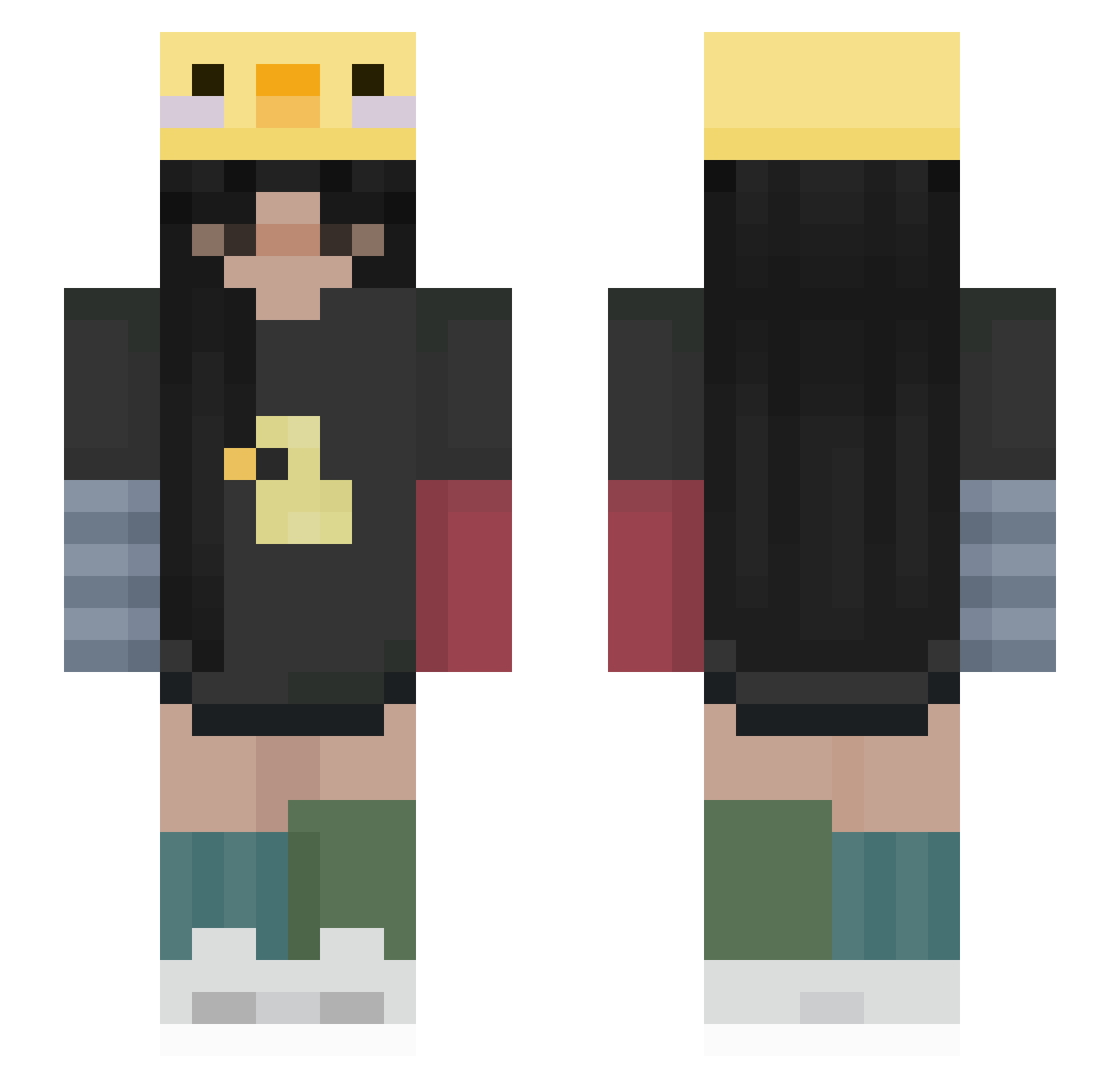 Juste_ Minecraft skin, front and back view