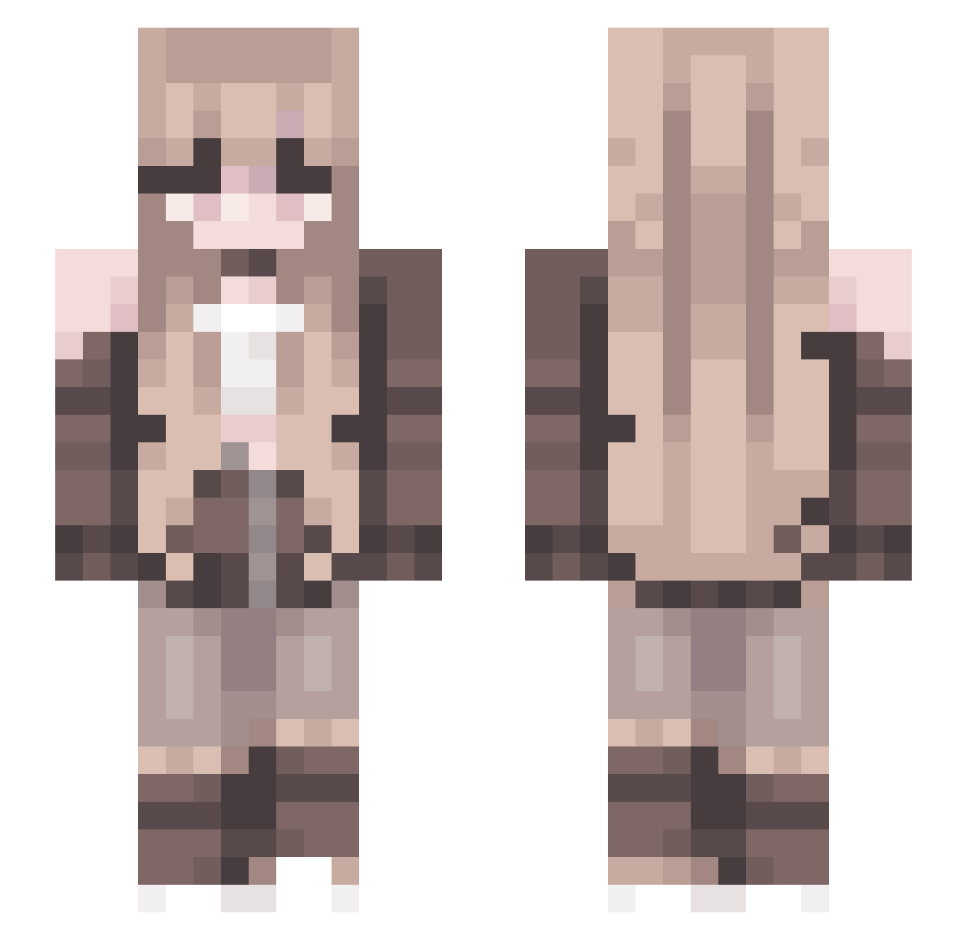 SrtaNaco Minecraft skin, front and back view
