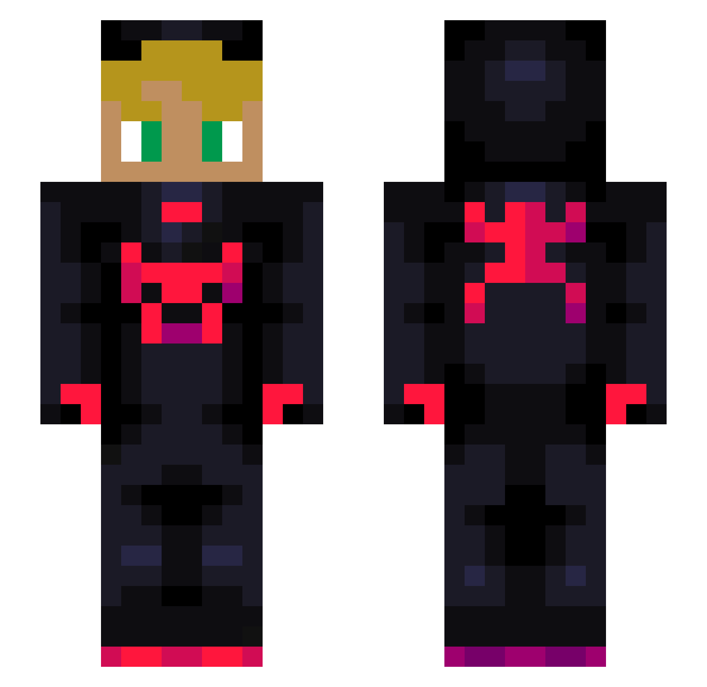ZetaxFG Minecraft skin, front and back view