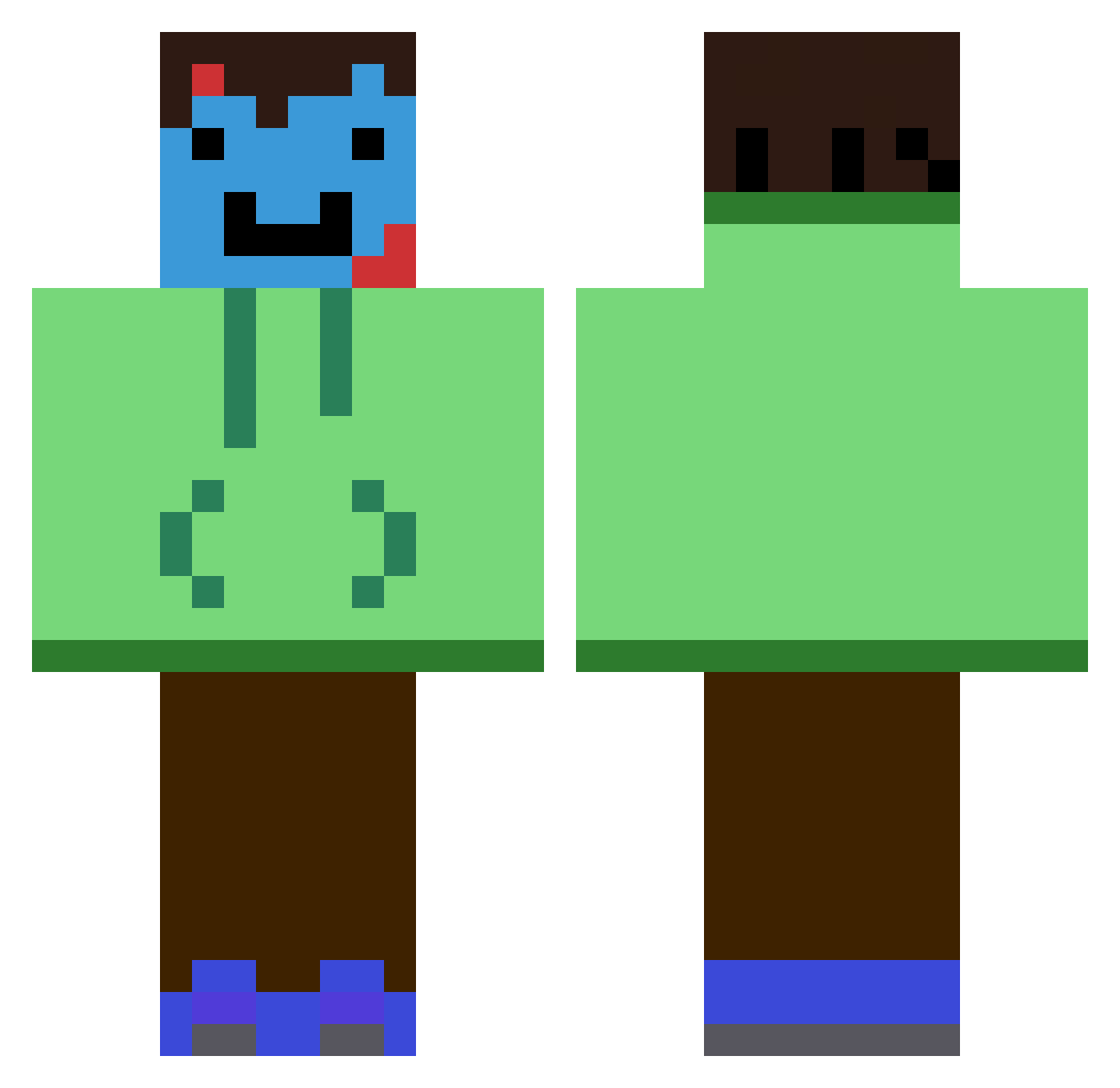 WhyYouBullehMe Minecraft skin, front and back view