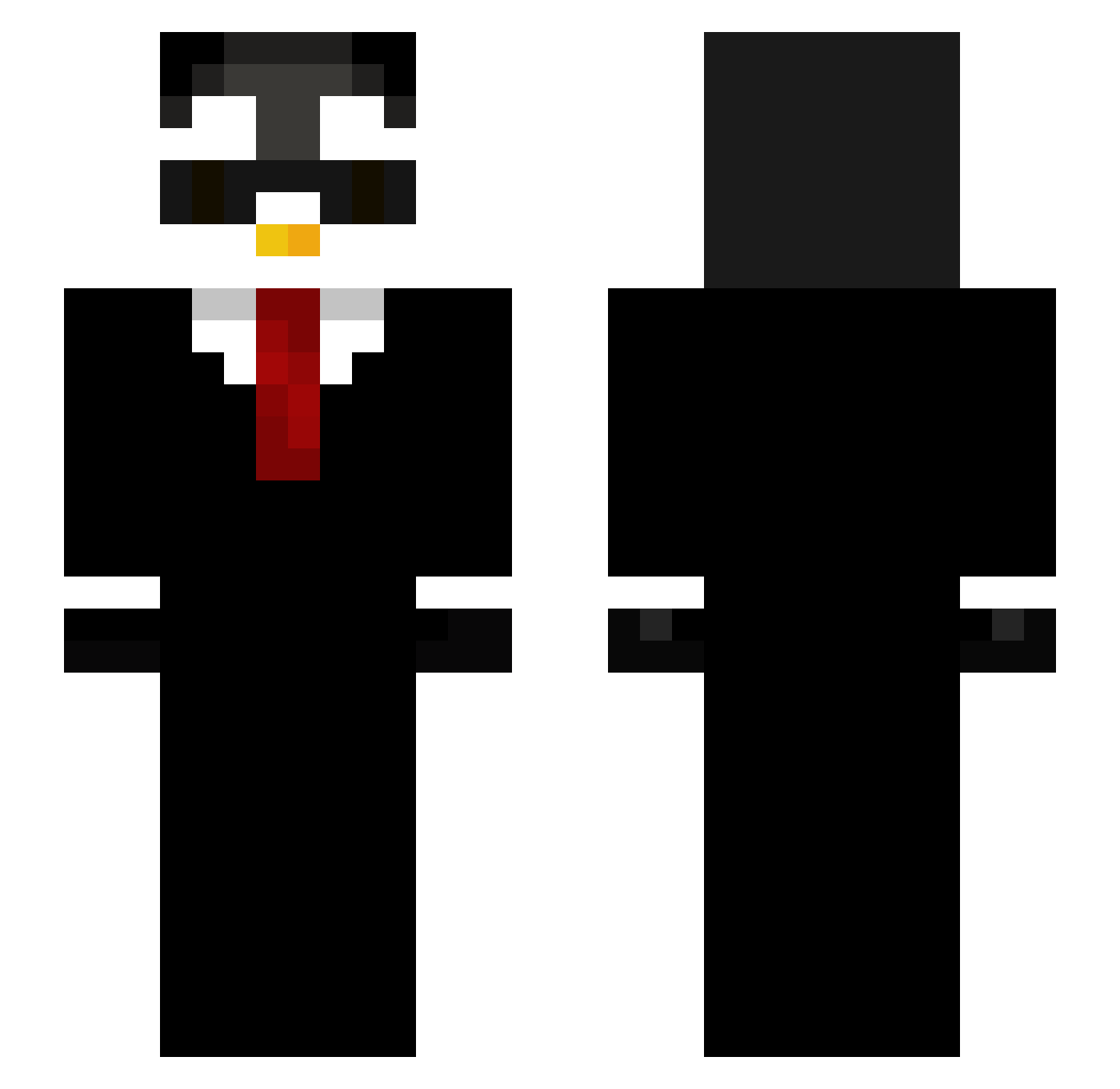 wrathski Minecraft skin, front and back view