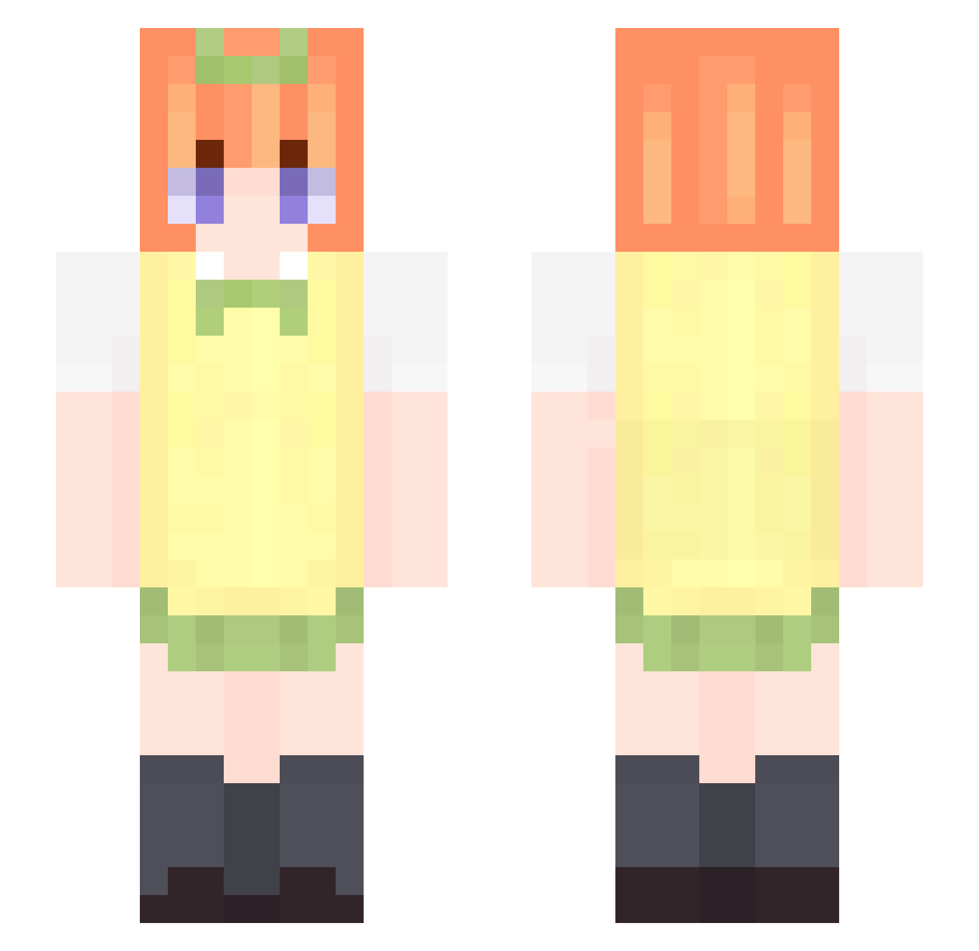 Cripled Minecraft skin, front and back view