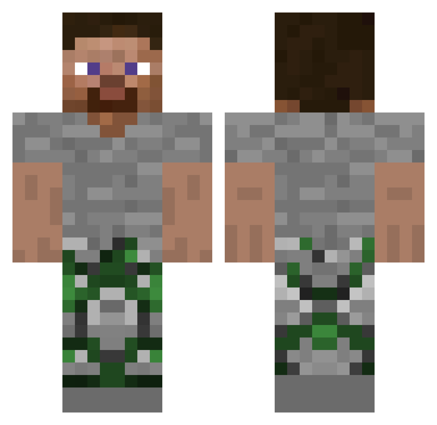 OkamiMC Minecraft skin, front and back view