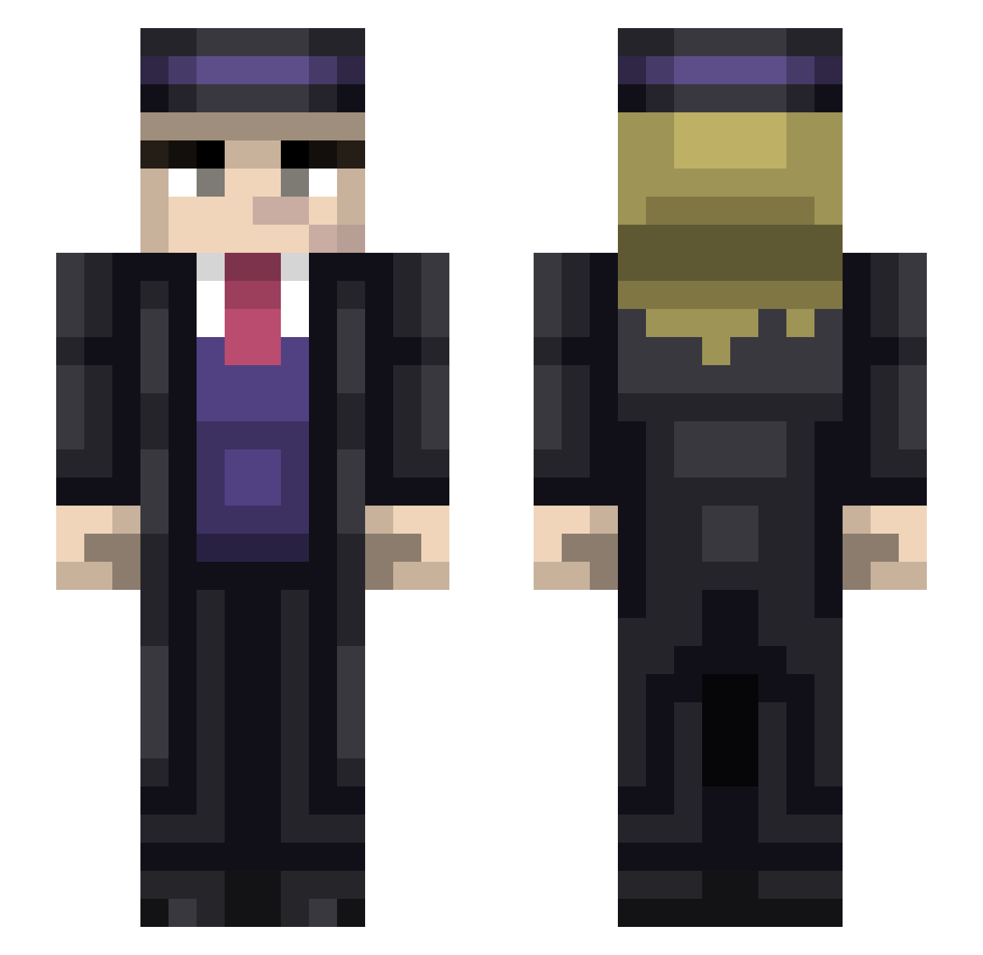 Overmoist Minecraft skin, front and back view