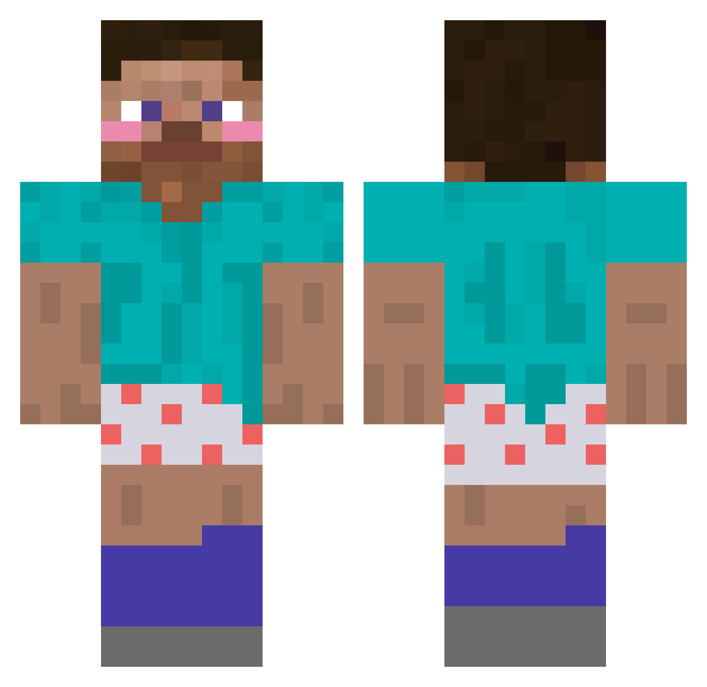 Pral Minecraft skin, front and back view