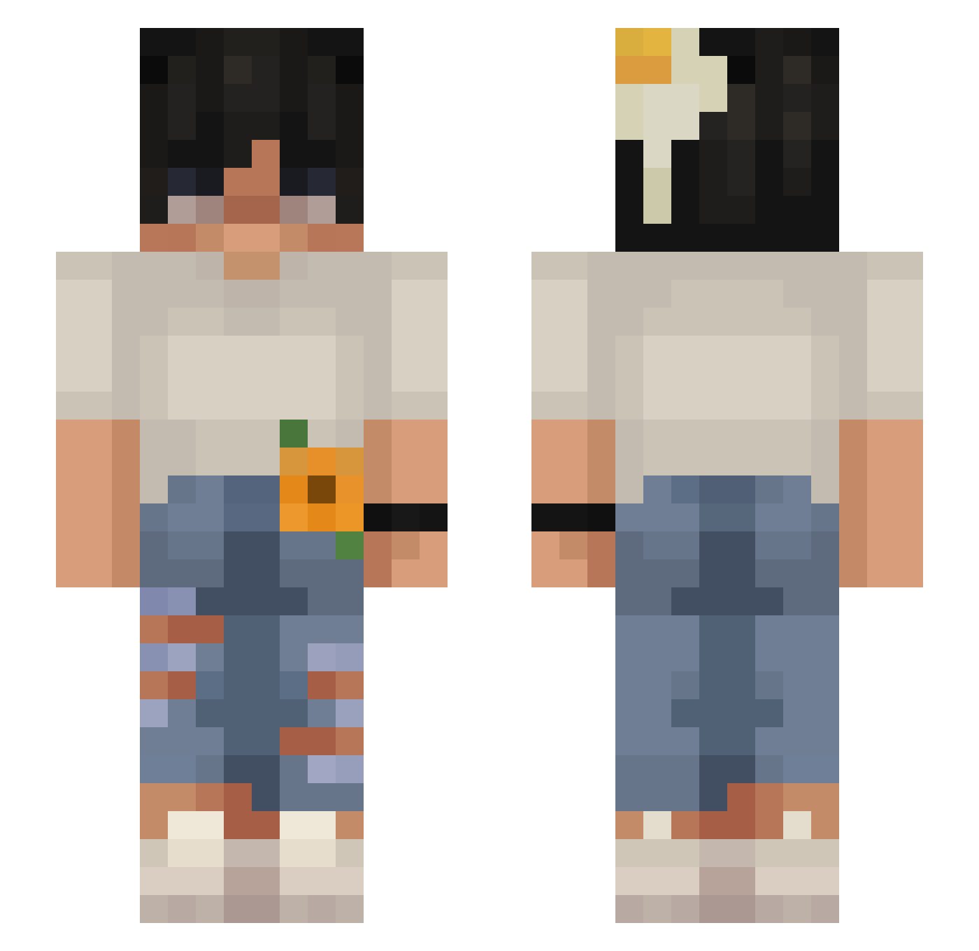 Ronin1236 Minecraft skin, front and back view