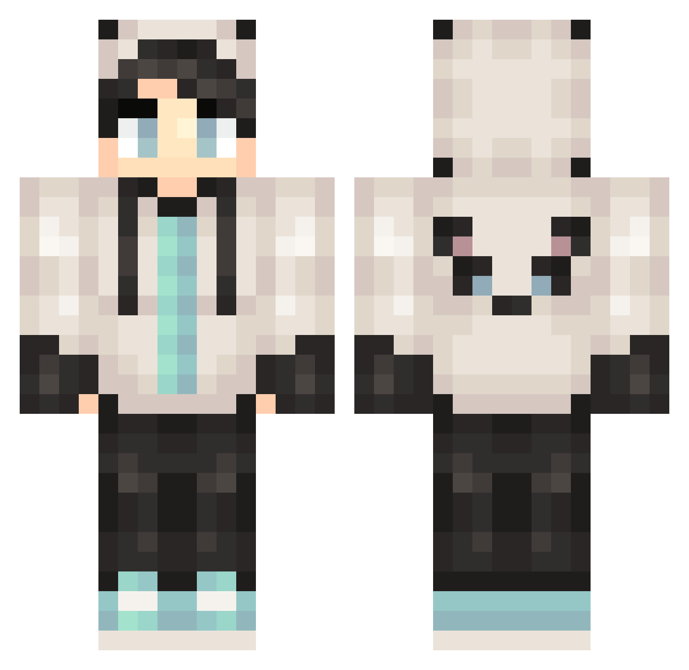 Shoreland Minecraft skin, front and back view