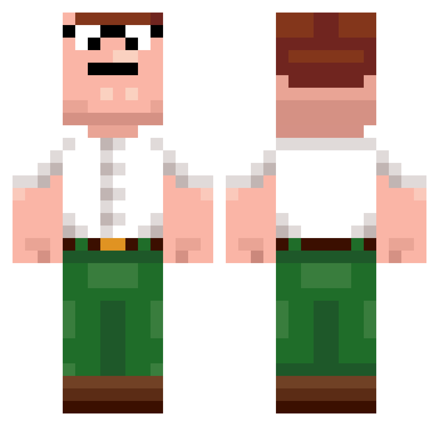 Erkjs Minecraft skin, front and back view