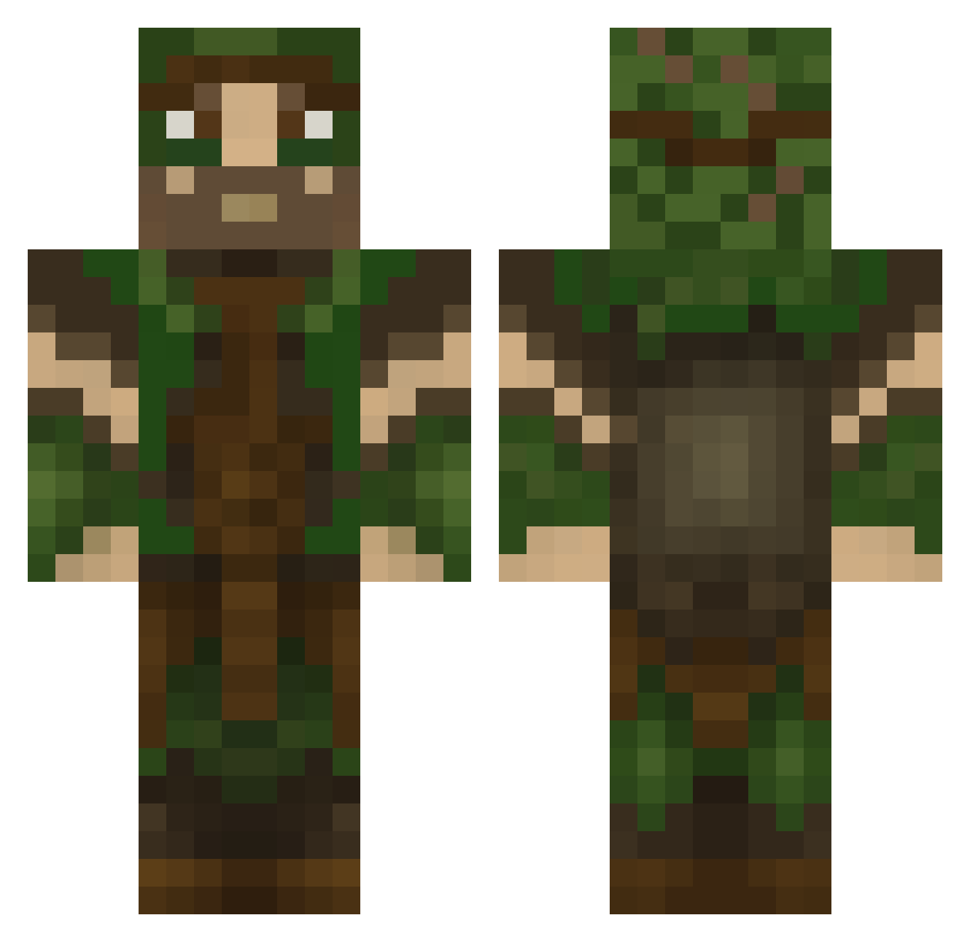 Aldehydes Minecraft skin, front and back view