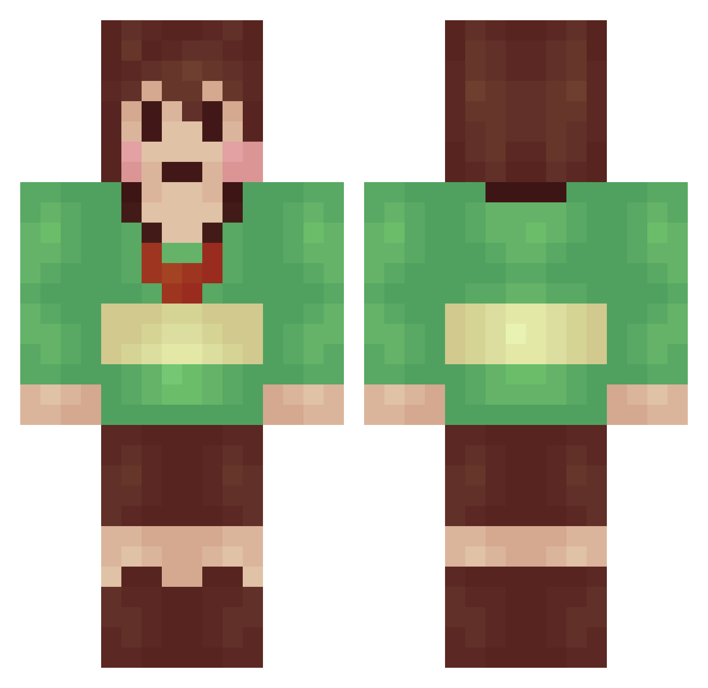 Chara Minecraft skin, front and back view