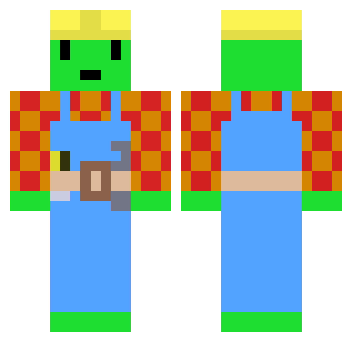 Tomium Minecraft skin, front and back view