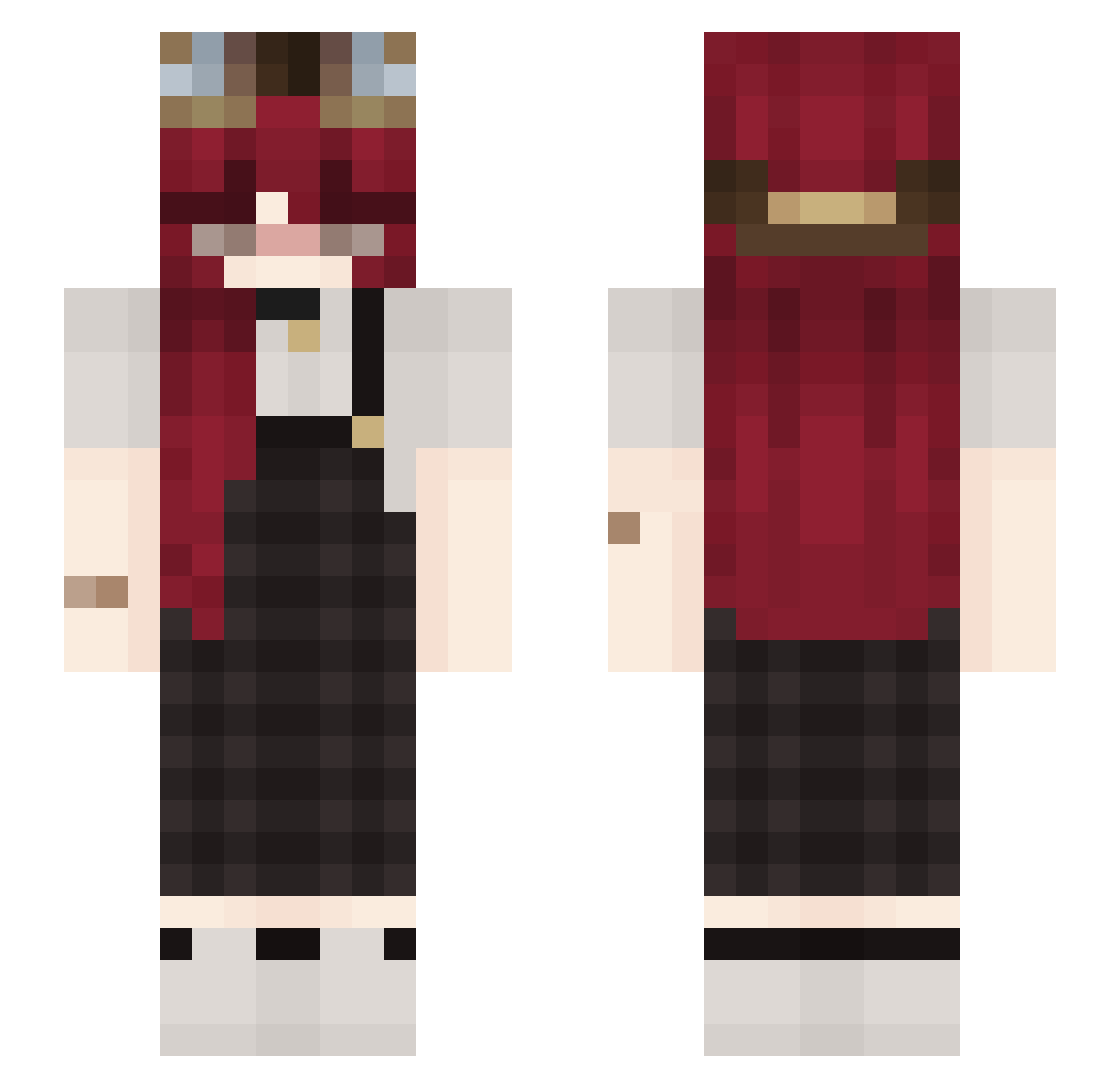 yusie666 Minecraft skin, front and back view