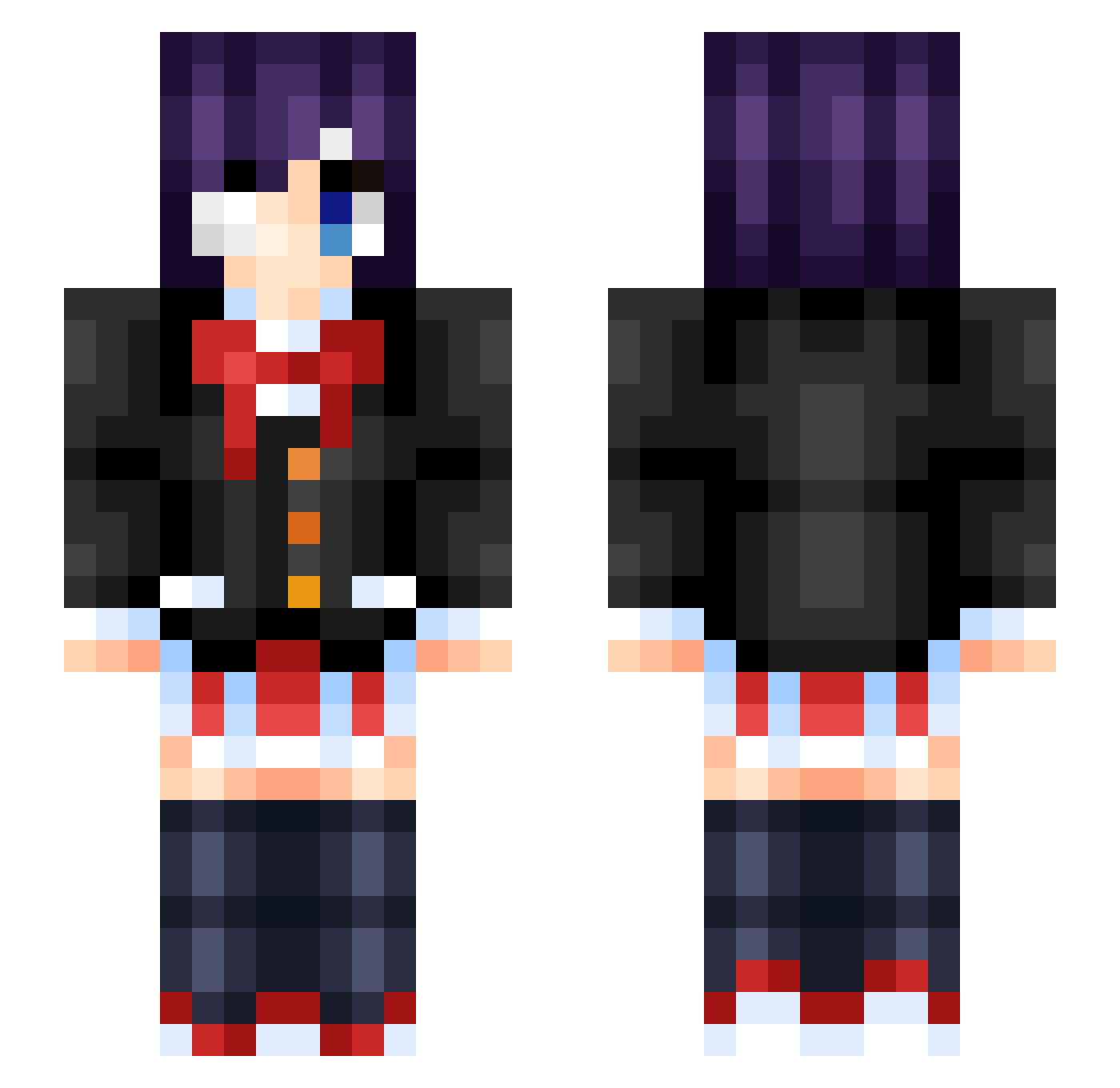 AlphaTenma Minecraft skin, front and back view