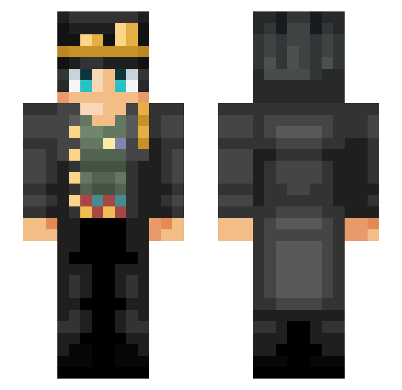 raaake Minecraft skin, front and back view