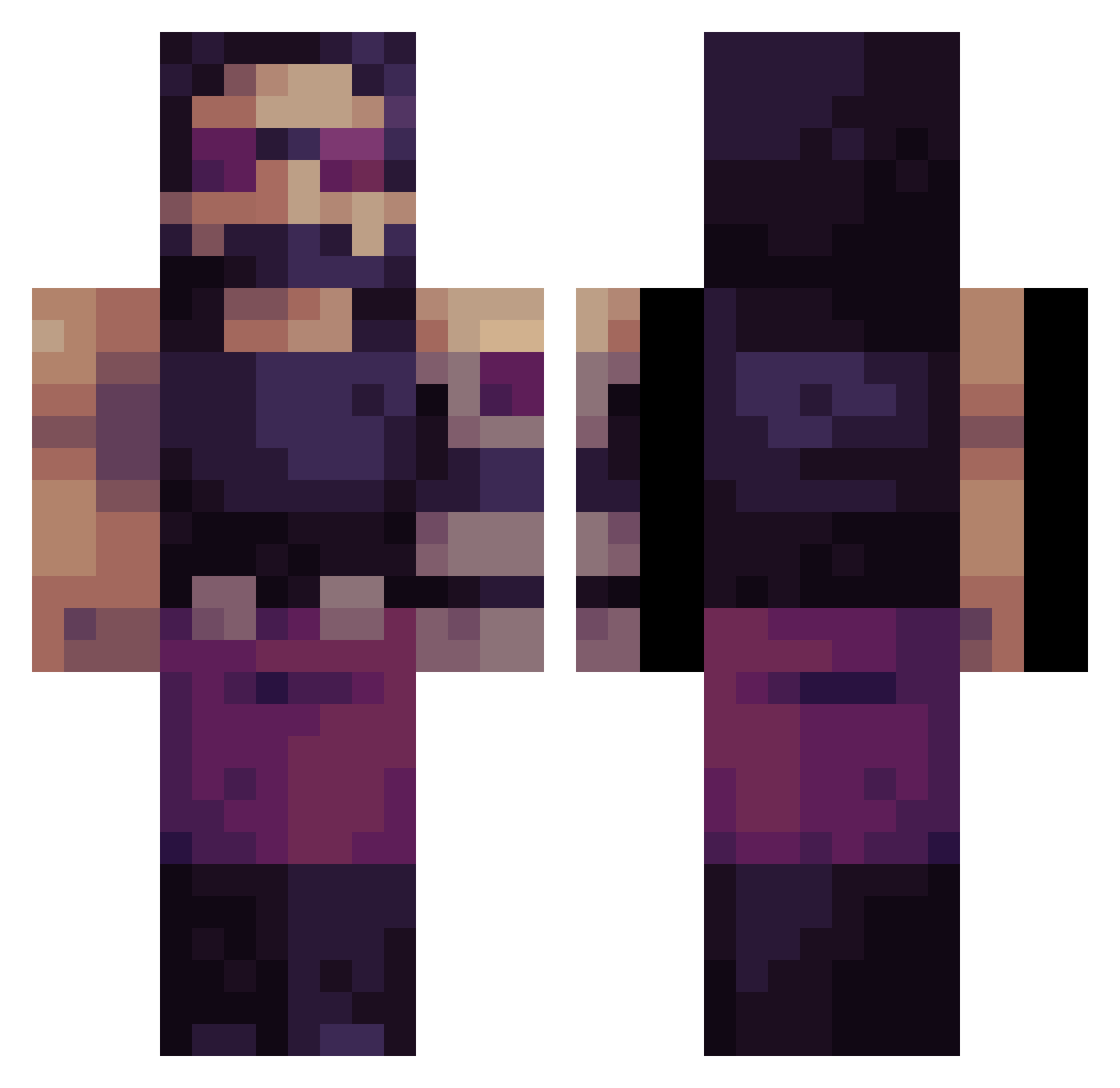 Kylowsky Minecraft skin, front and back view
