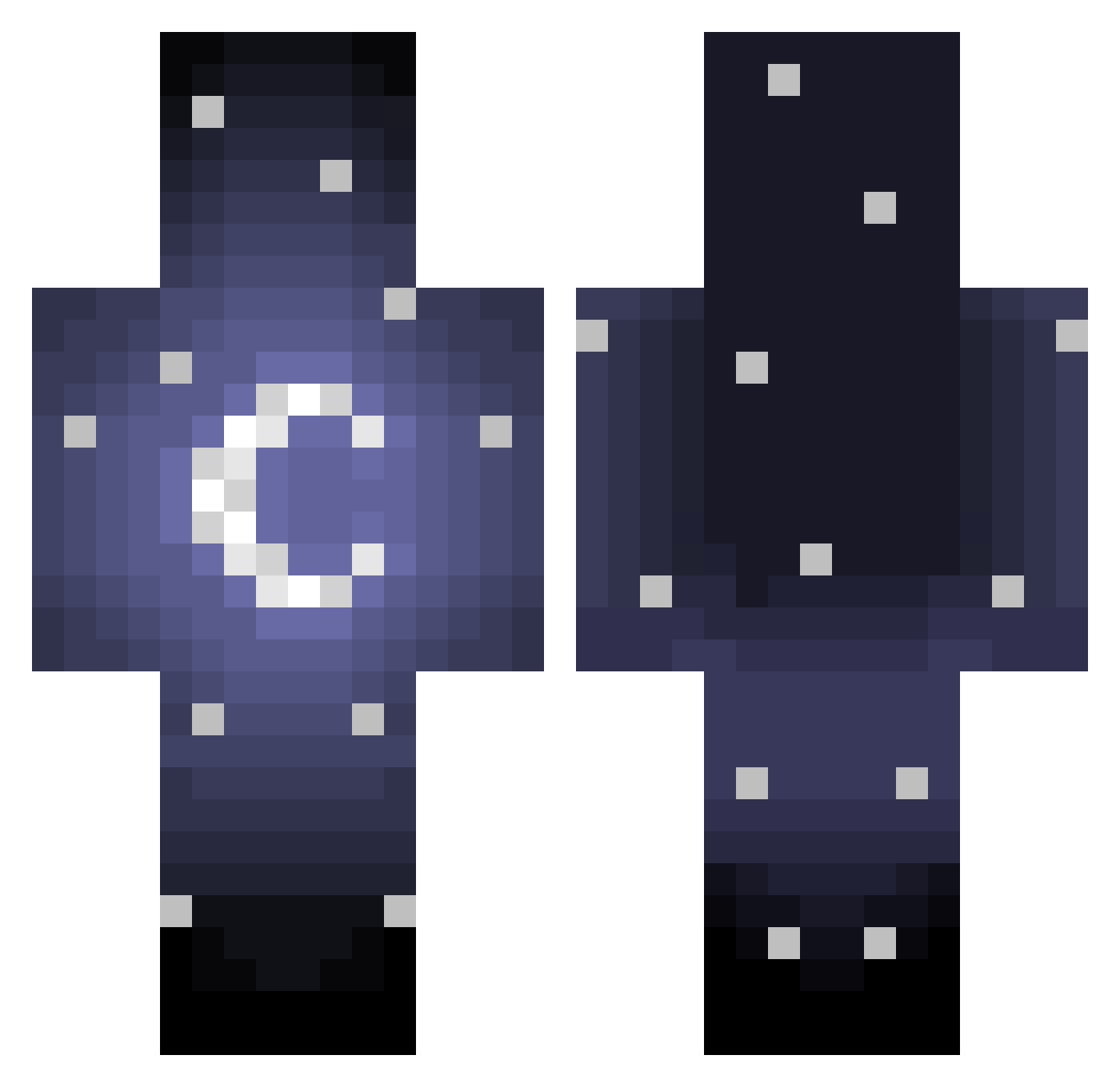Antecedence Minecraft skin, front and back view