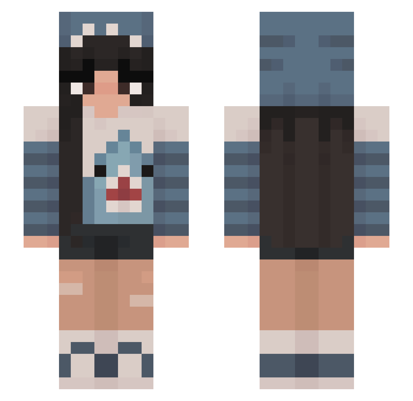 Rewarders Minecraft skin, front and back view