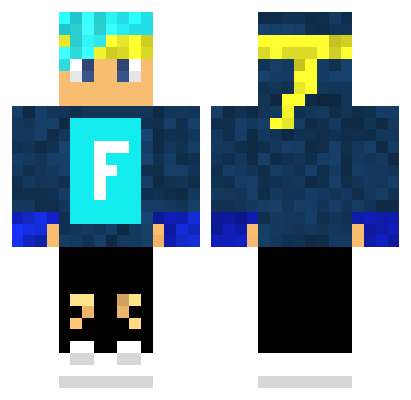 realtylerblevins Minecraft skin, front and back view