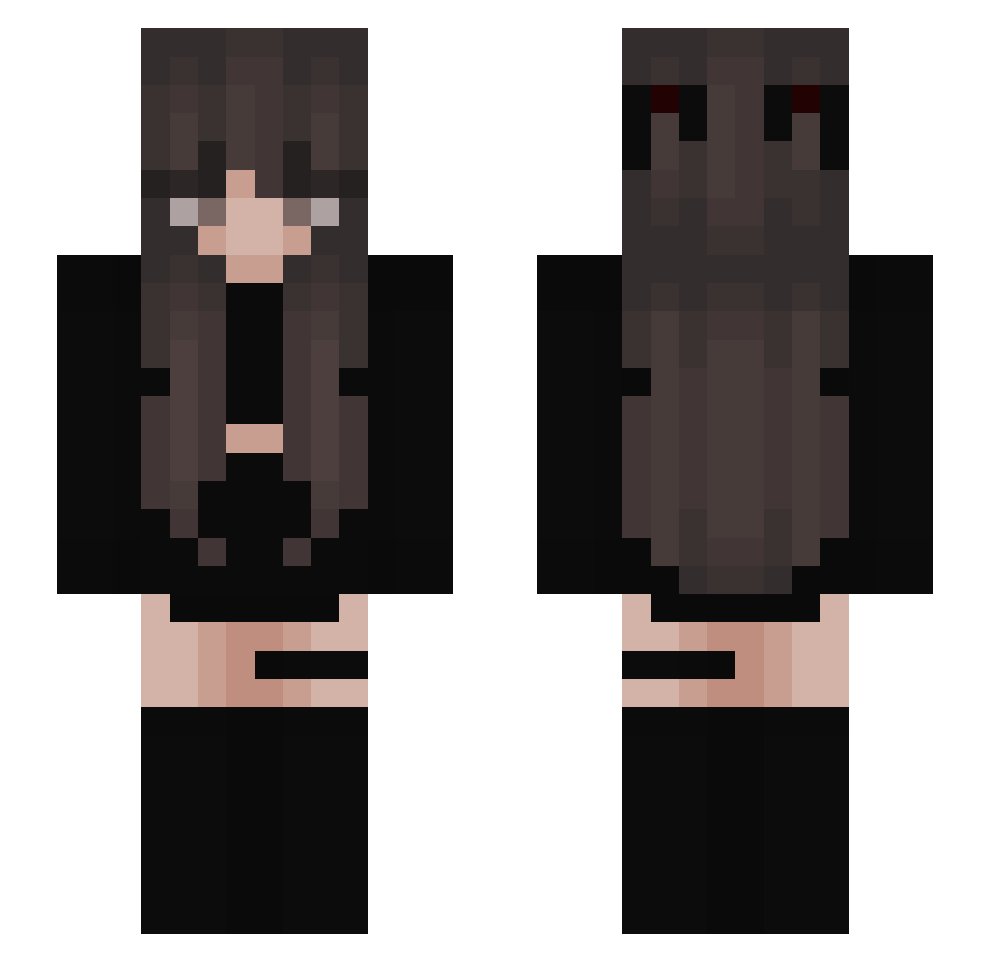 SraMello Minecraft skin, front and back view