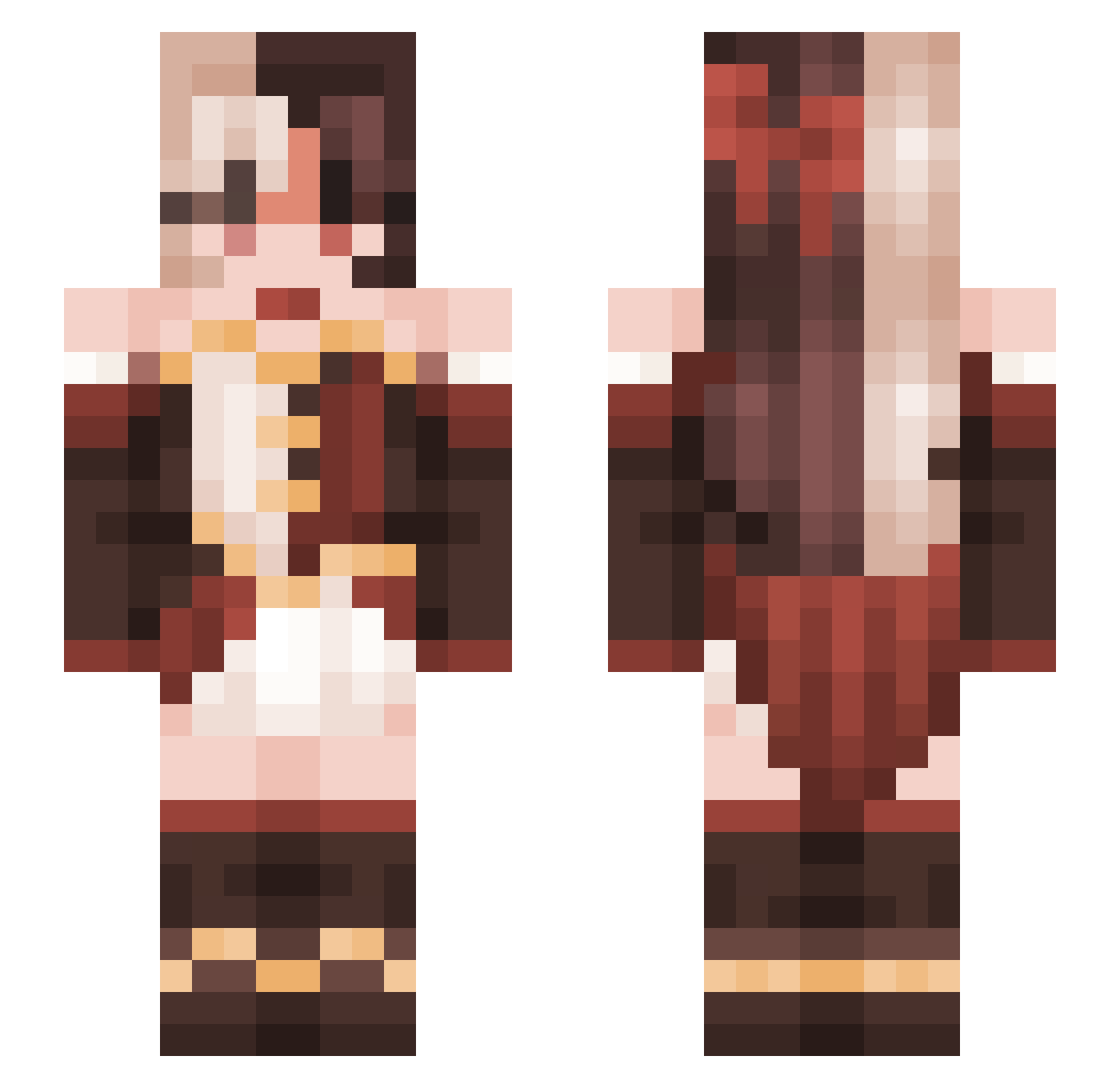 PralientjeX Minecraft skin, front and back view