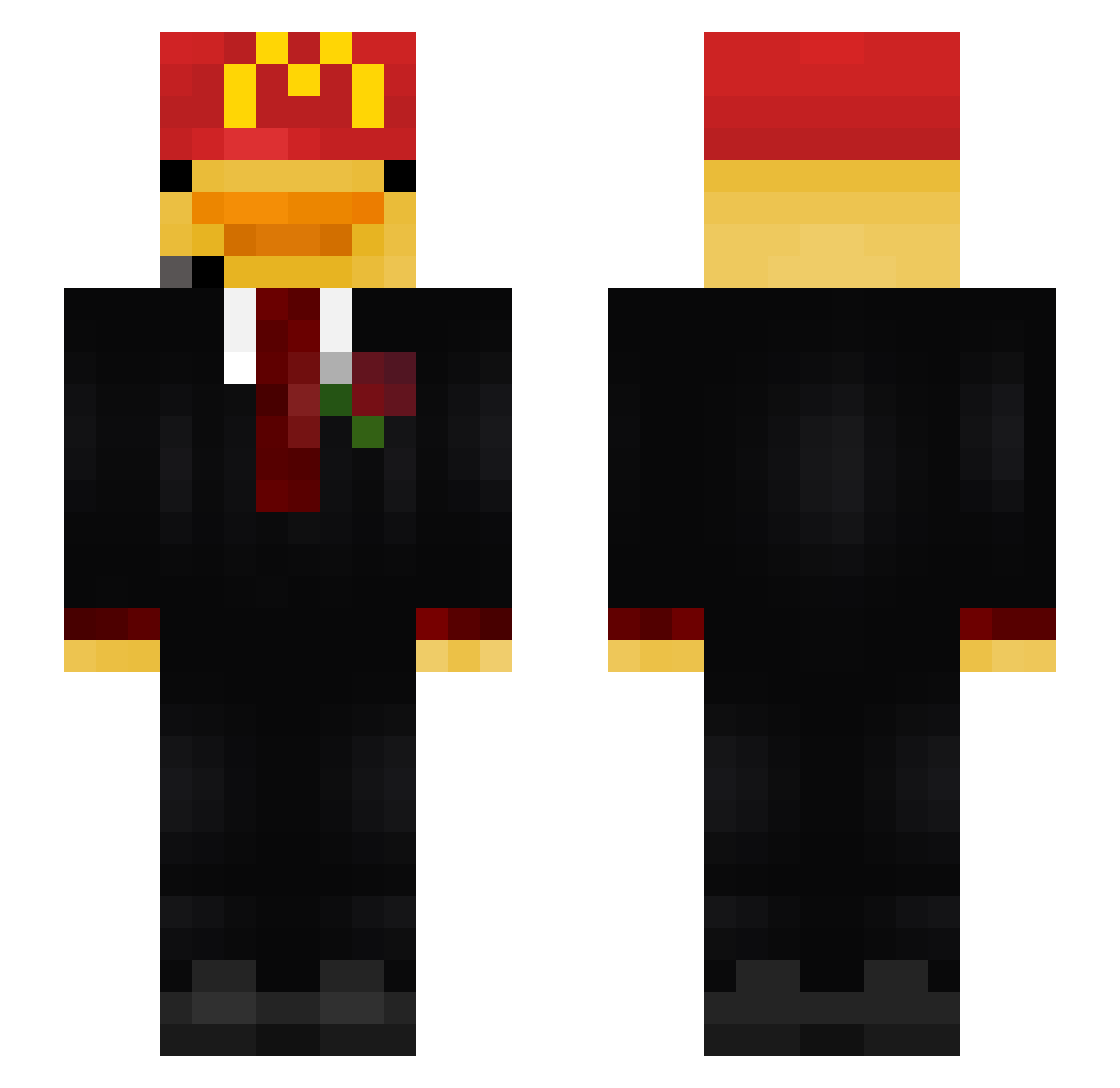 PatshsTheDuck Minecraft skin, front and back view