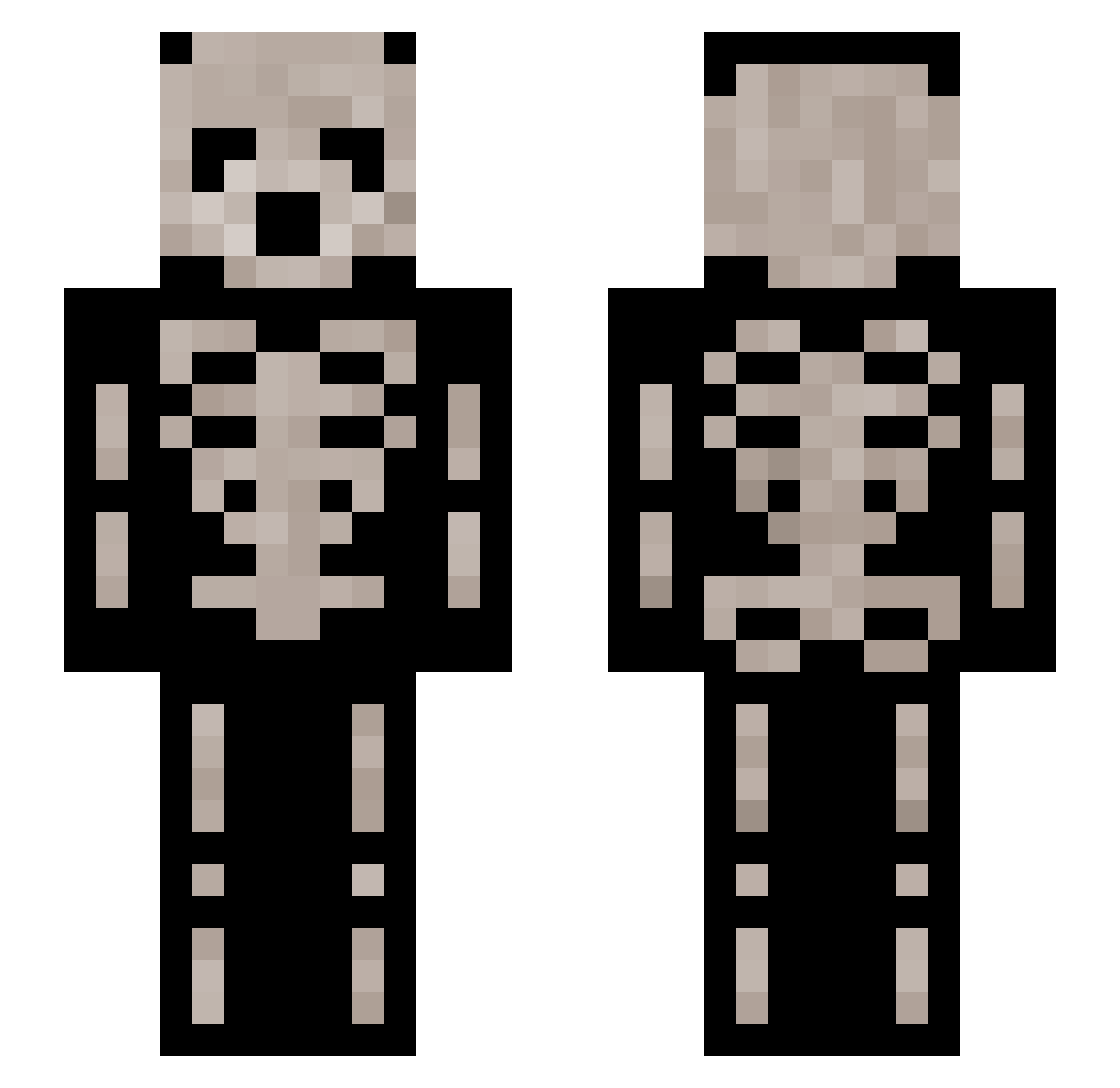 Skellyteeth Minecraft skin, front and back view