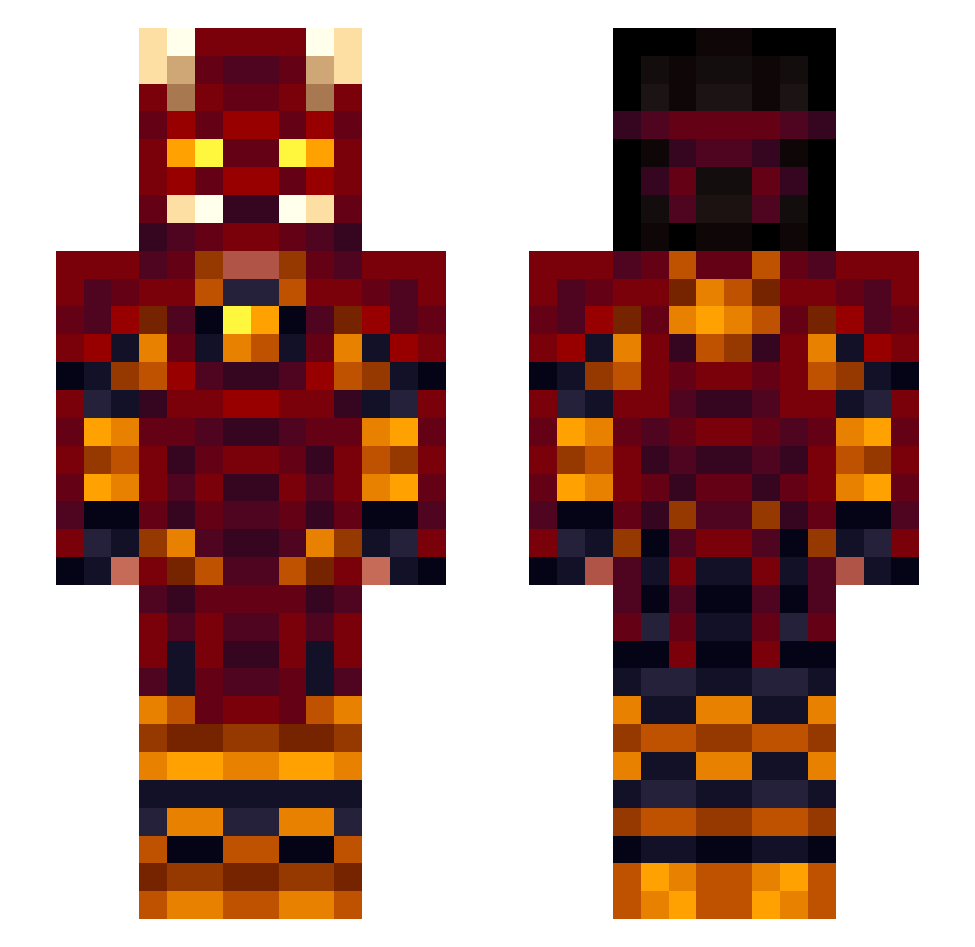 PrinceFiasko Minecraft skin, front and back view