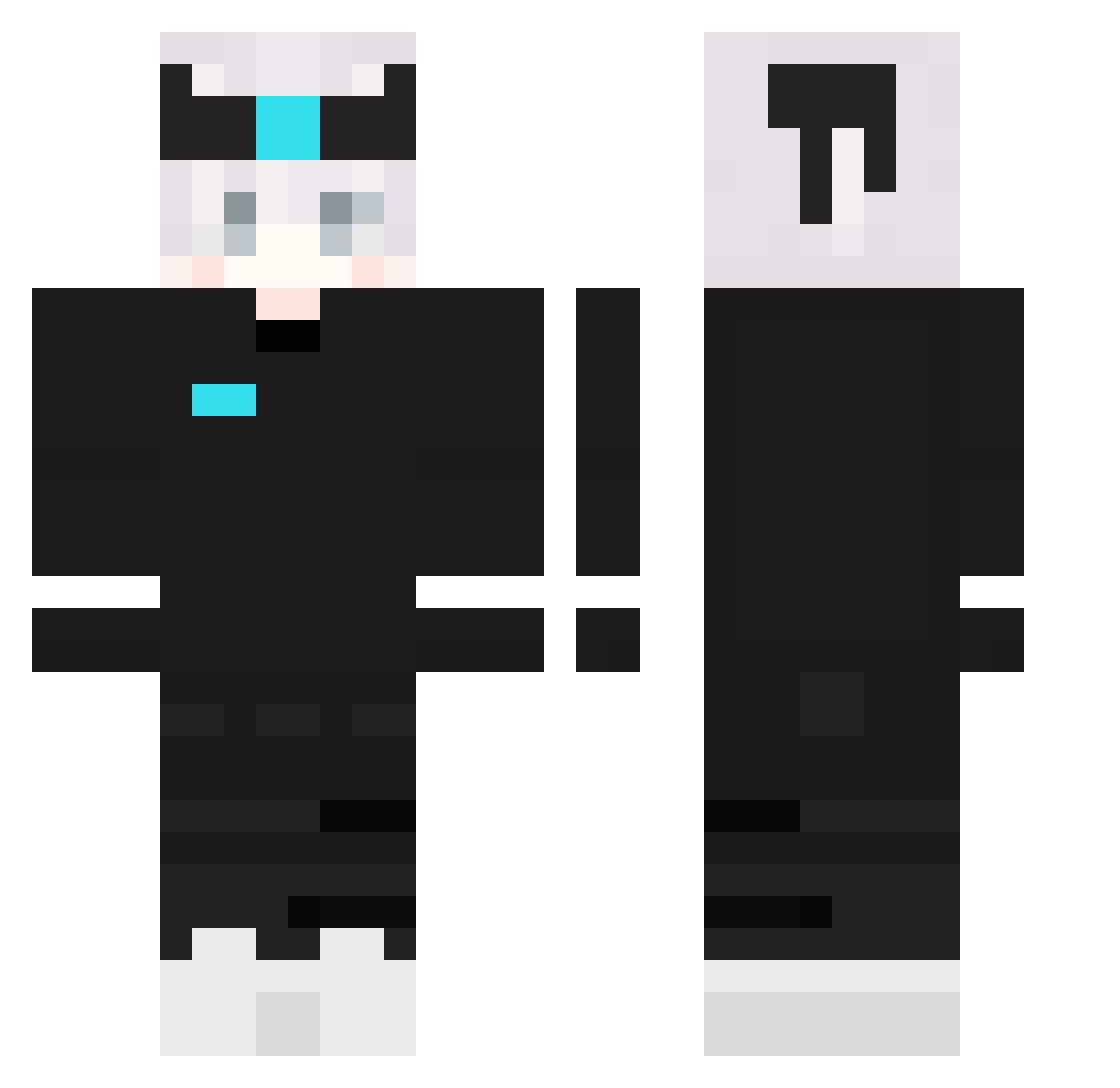 TheRealWurz Minecraft skin, front and back view